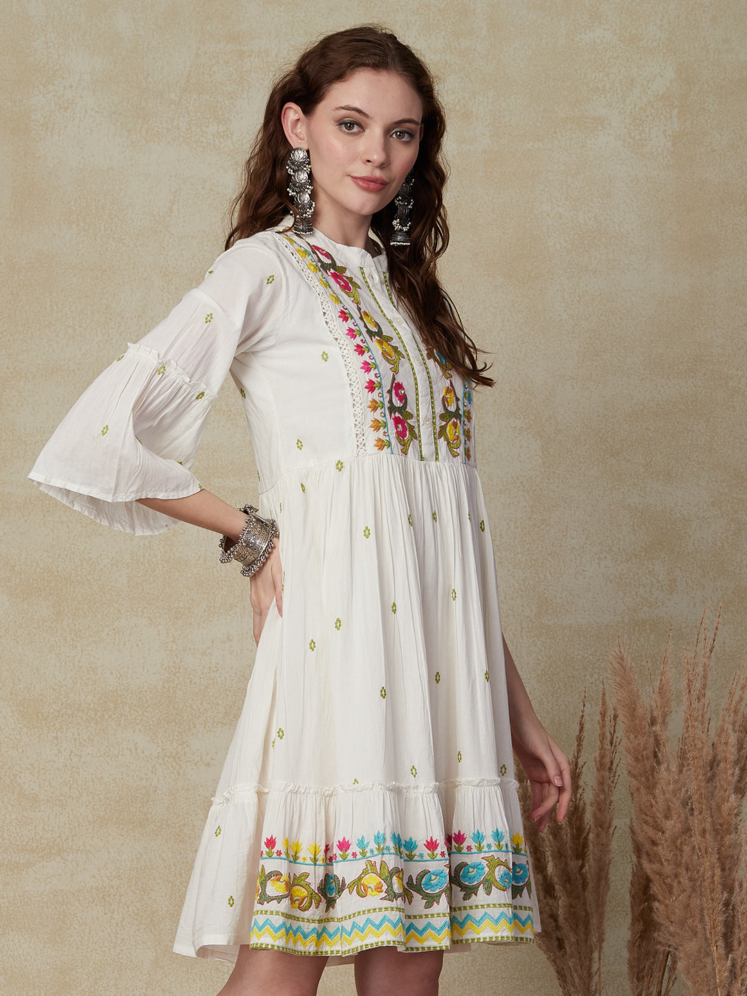 Embroidered indo 2025 western dress