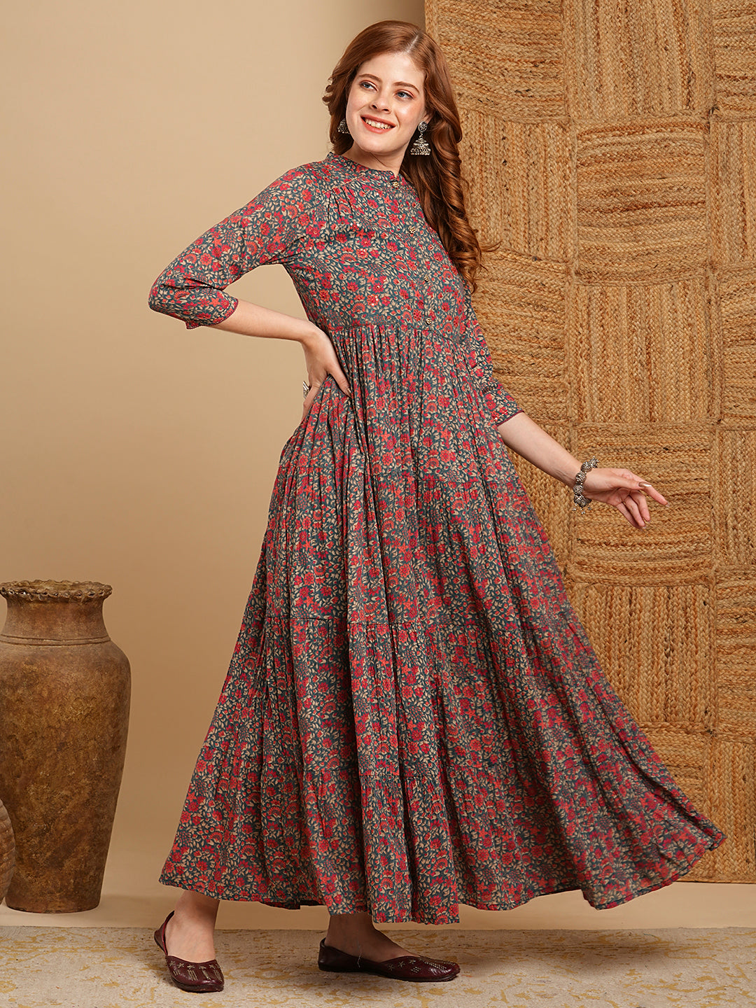 Ethnic print maxi dress best sale