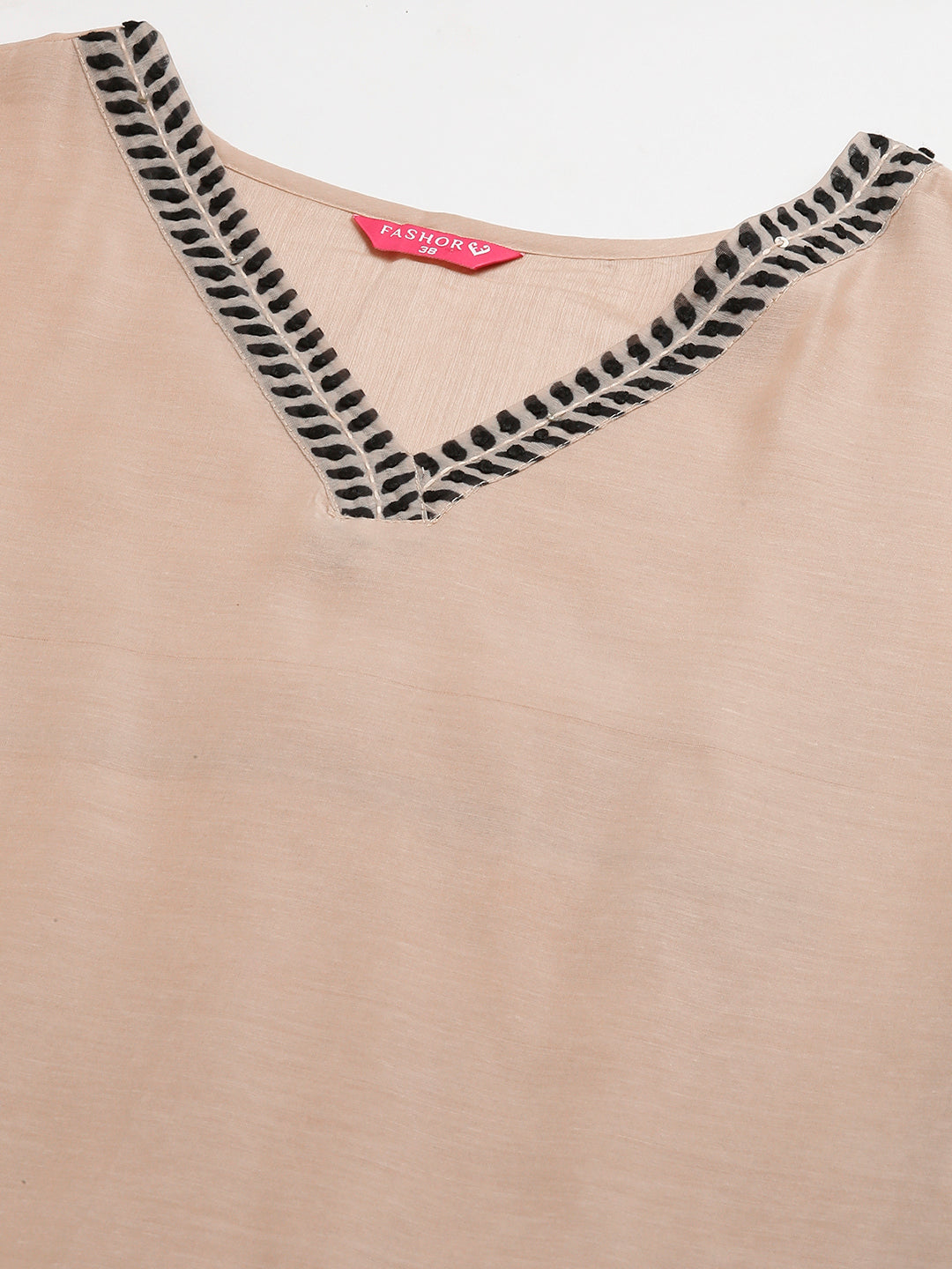 Floral Leaf Printed & Embroidered Straight Kurta with Pant & Dupatta - Beige