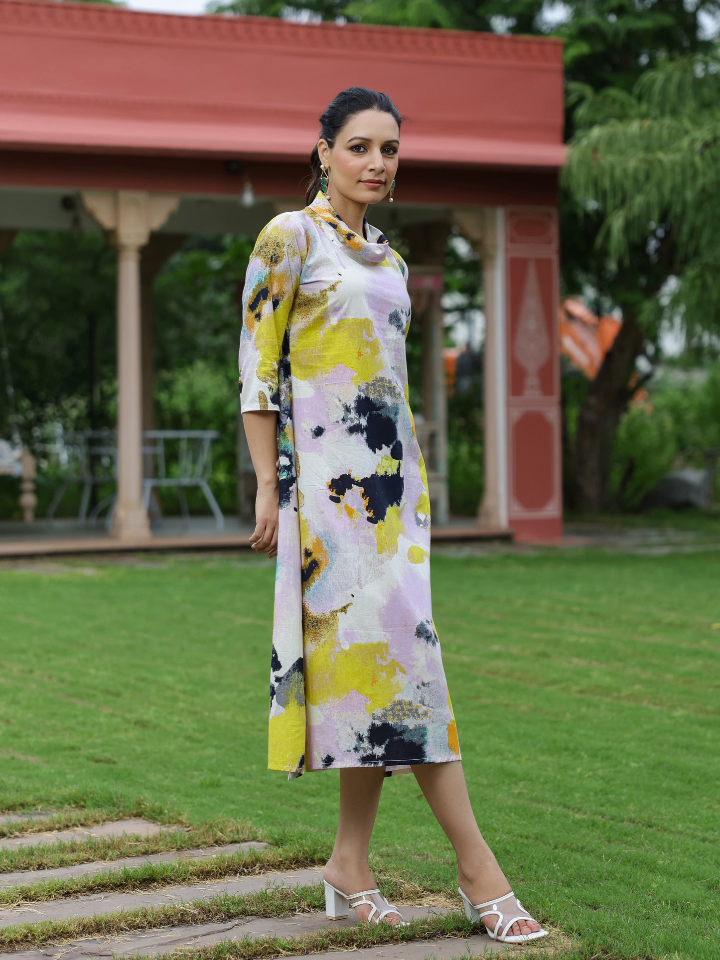 Abstract Printed A-line Kurta - Multi