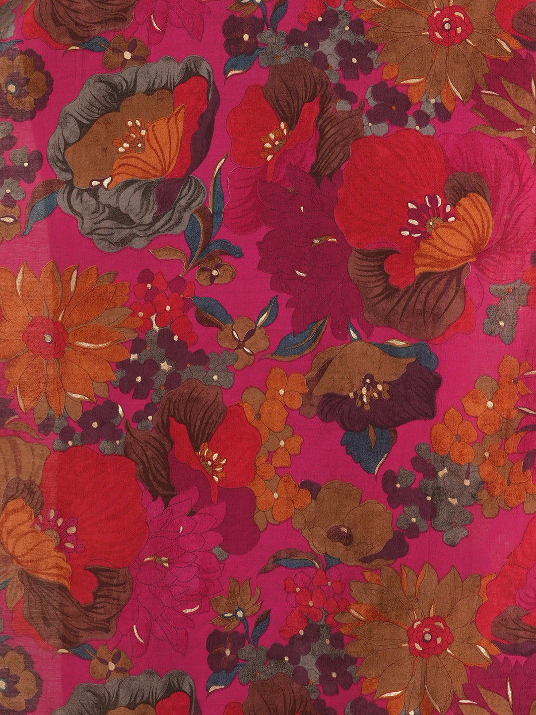 Floral Foil Printed Embroidered Straight Fit Kurta with Pant - Multi