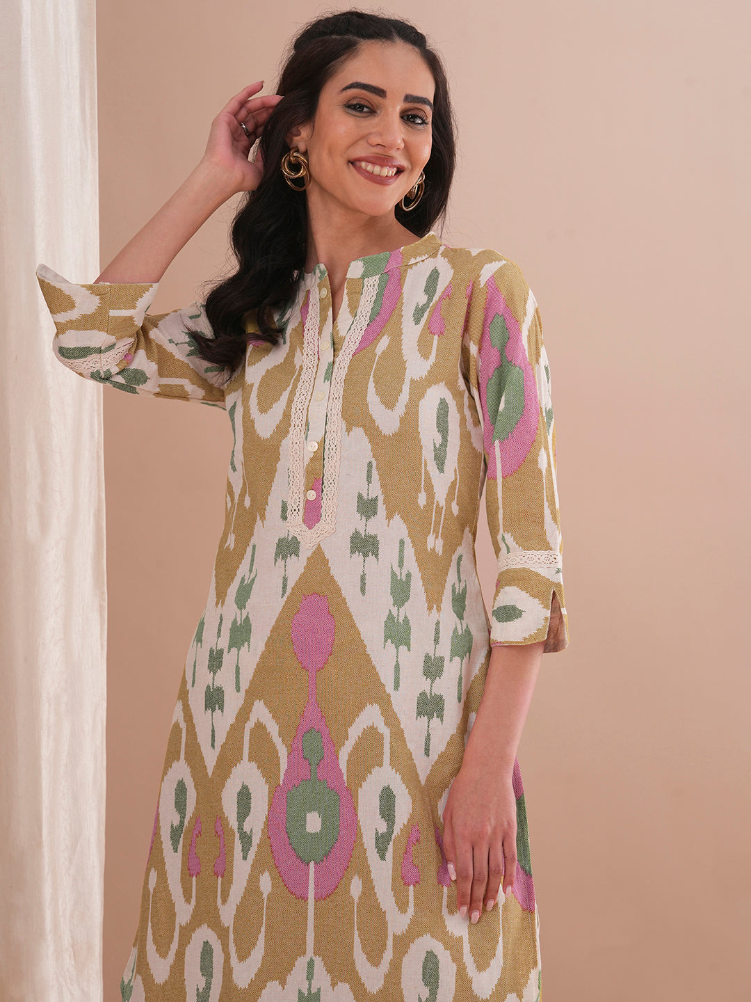 Ethnic Ikat Printed Straight Fit Co-ord Set - Multi