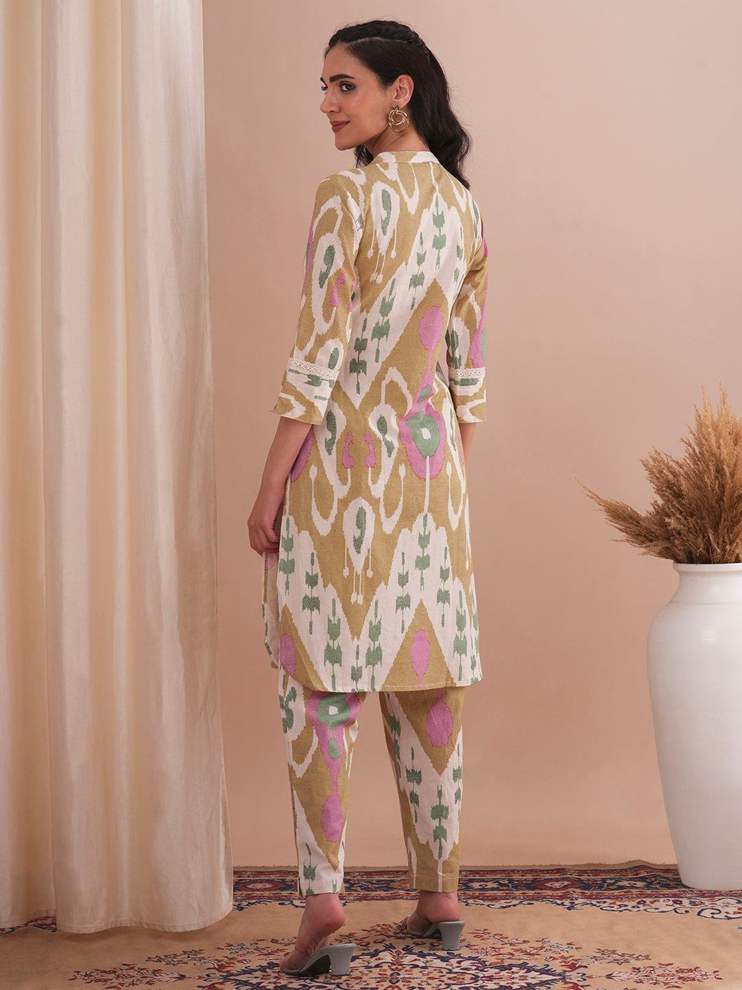 Ethnic Ikat Printed Straight Fit Co-ord Set - Multi