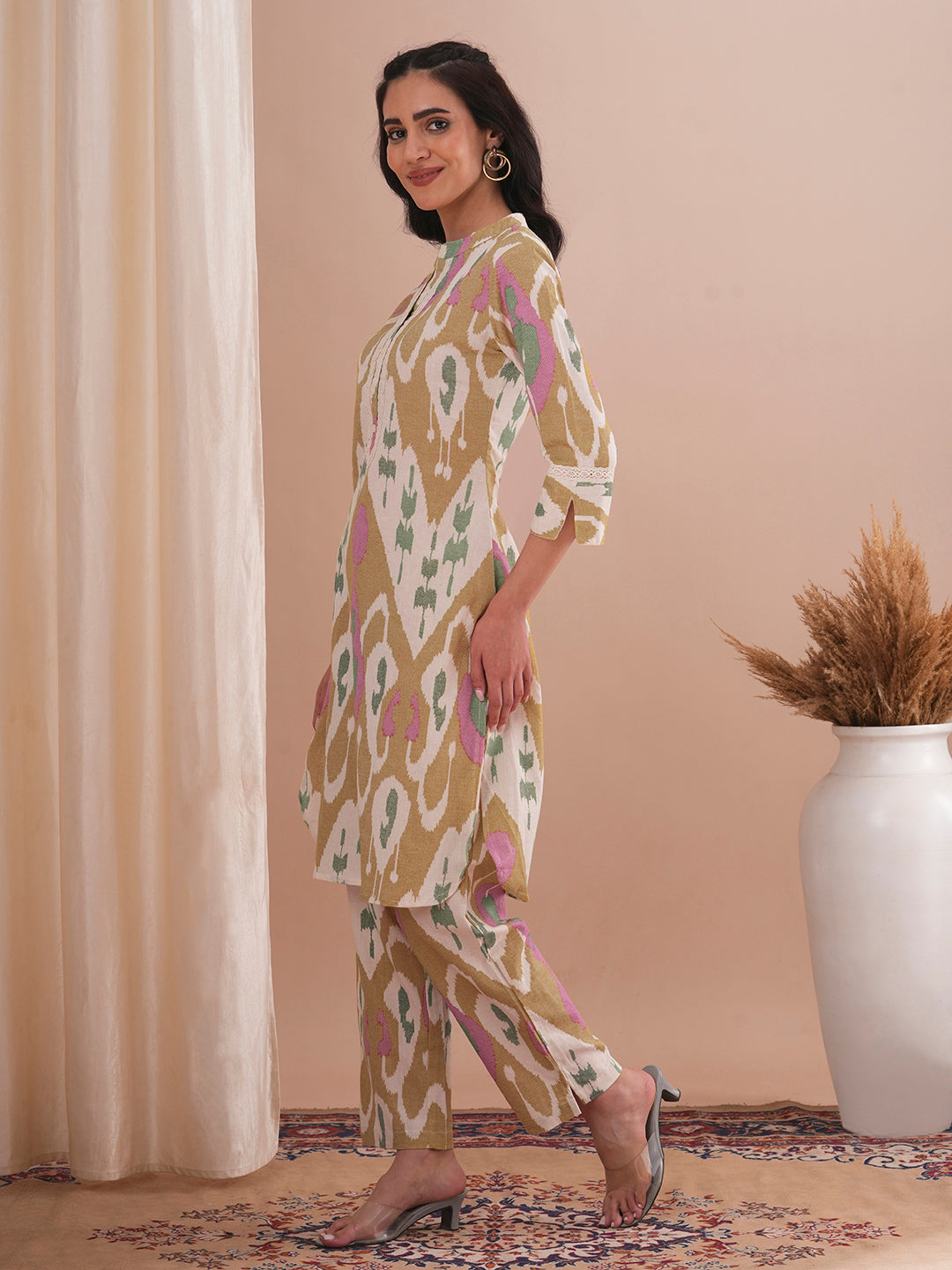 Ethnic Ikat Printed Straight Fit Co-ord Set - Multi