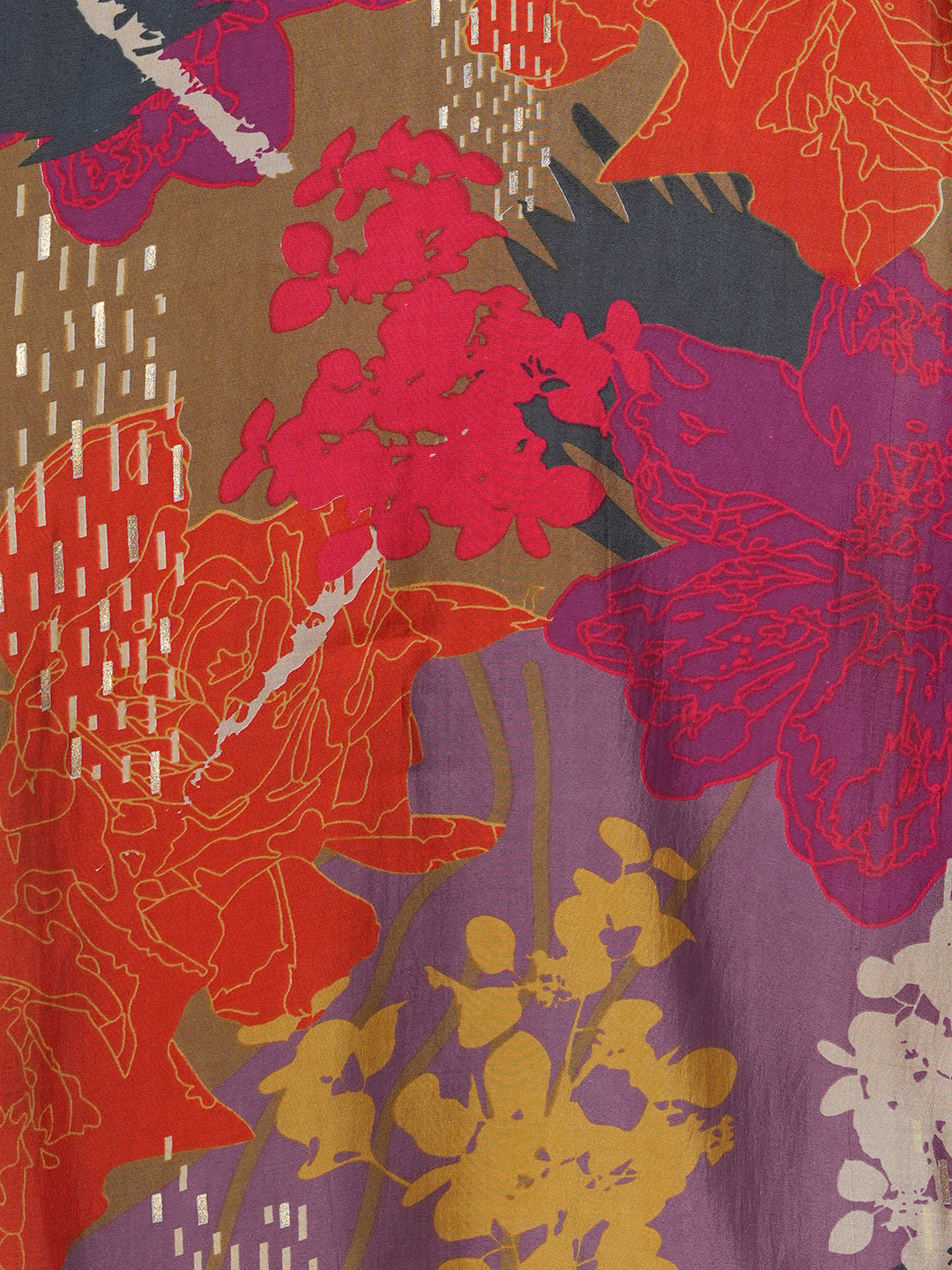 Abstract Floral Printed & Embroidered Straight Fit Kurta - Multi