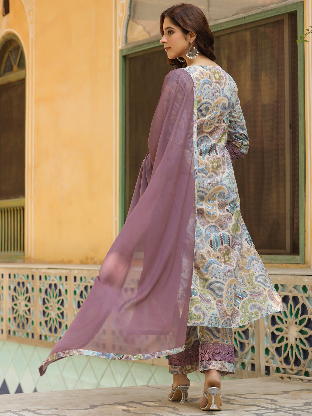 Ethnic Printed & Embroidered Straight Kurta with Pant & Dupatta - Multi