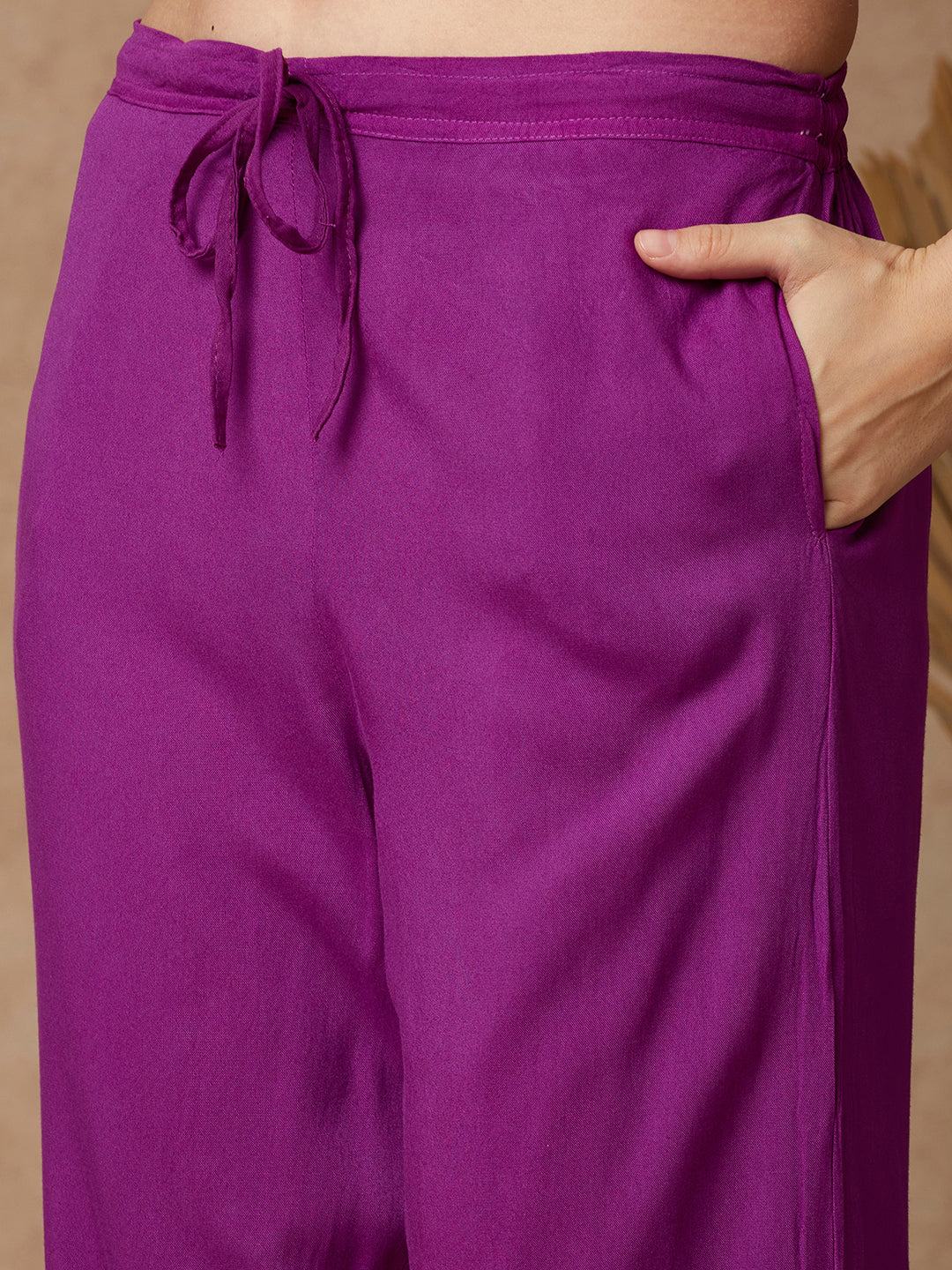 Ombre Dyed & Stone Embellished Knot Style Co-ord Set - Purple