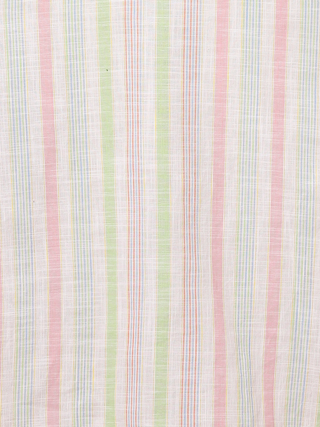 Stripes Printed & Floral Hand Embroidered Straight Fit Kurta - White