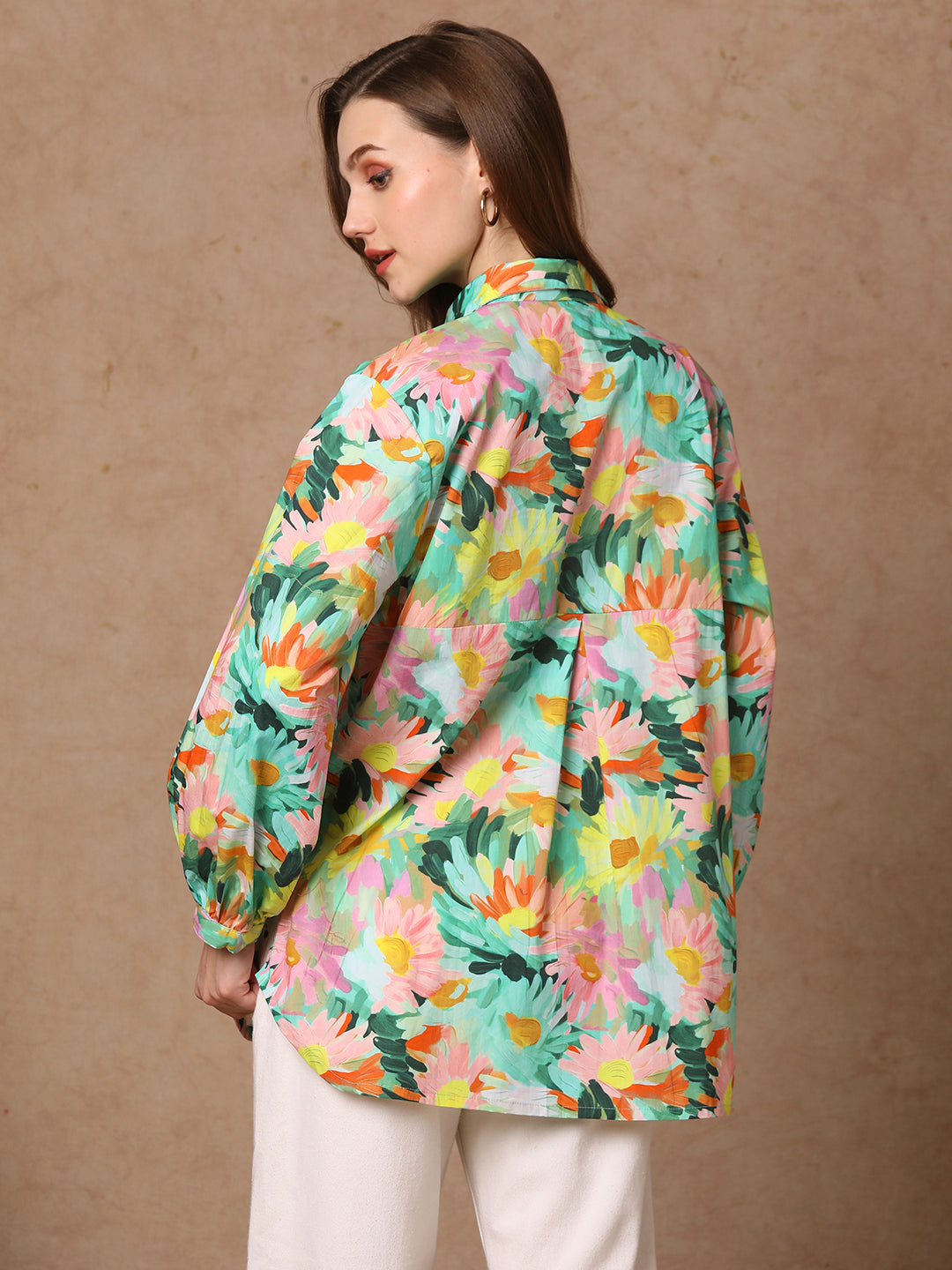 Abstract Floral Printed Straight Fit Shirt - Multi