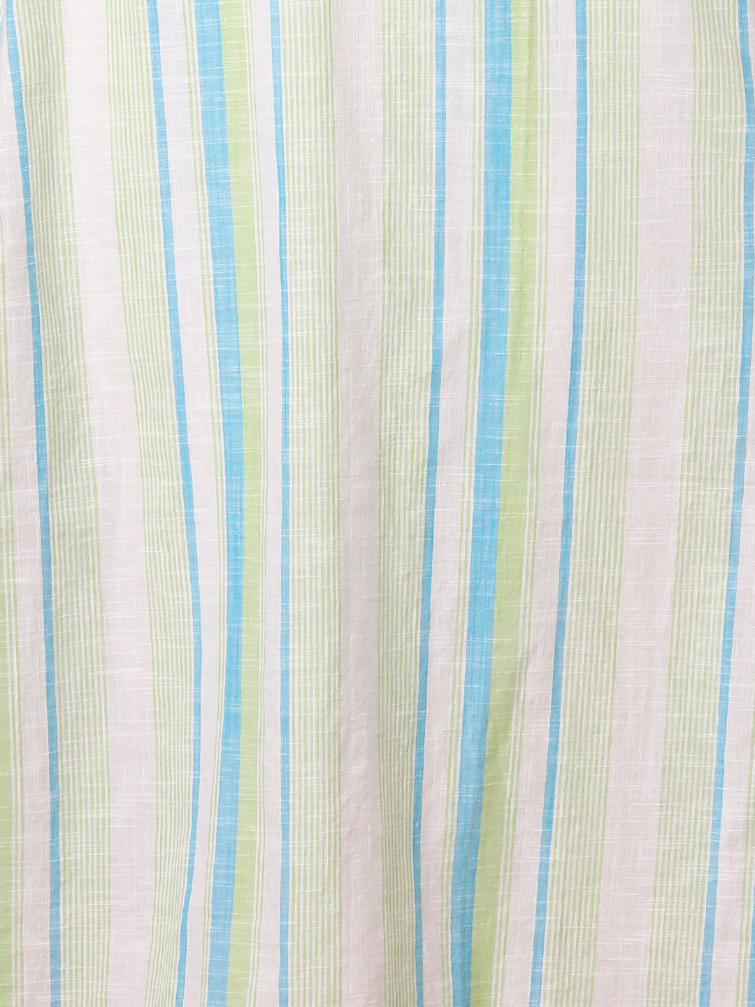 Woven Stripes & floral Hand EMbroidered Straight Fit Kurta - White