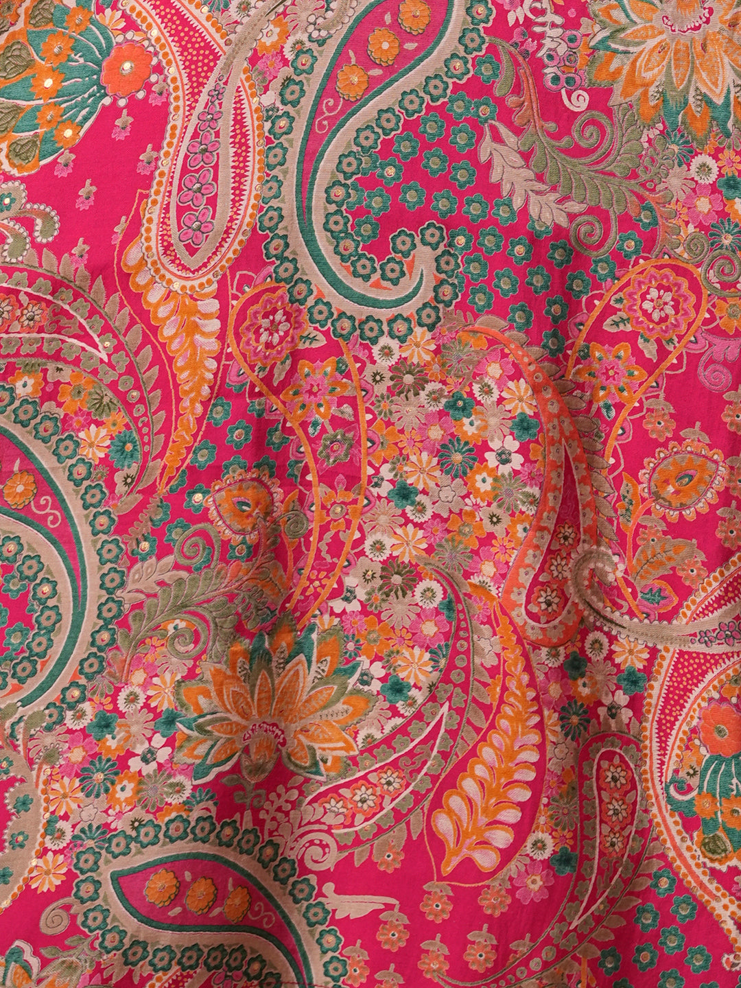 Ethnic Floral Printed Embroidered Straight Fit Kurta with Pant - Pink