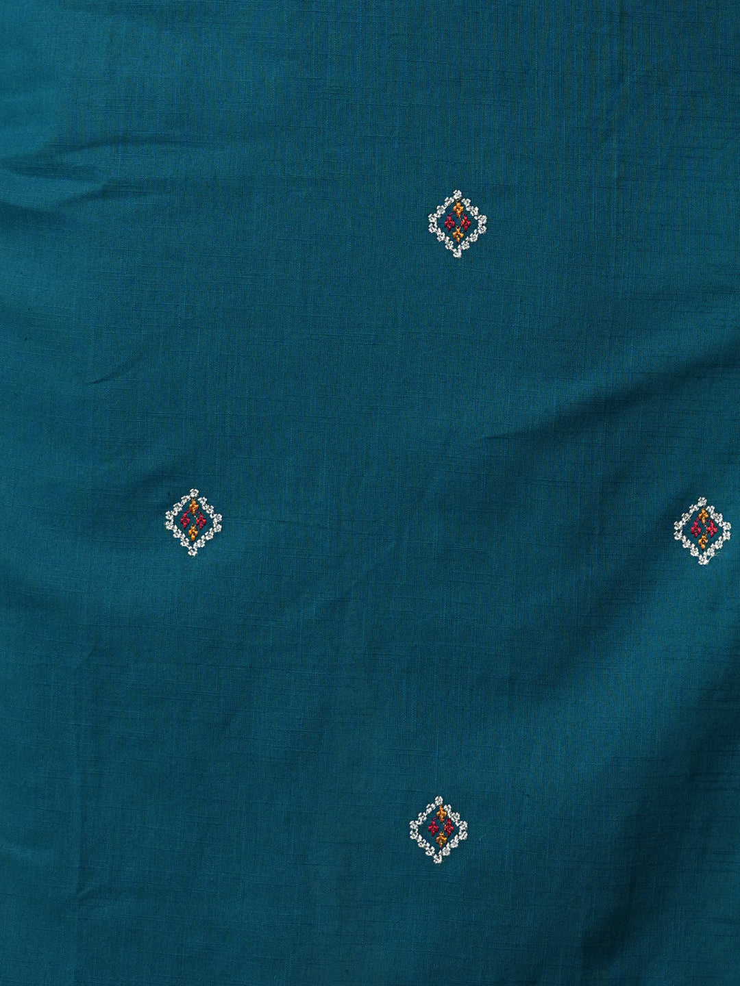 Solid Ethnic Embroidered Straight Kurta with Pant - Teal