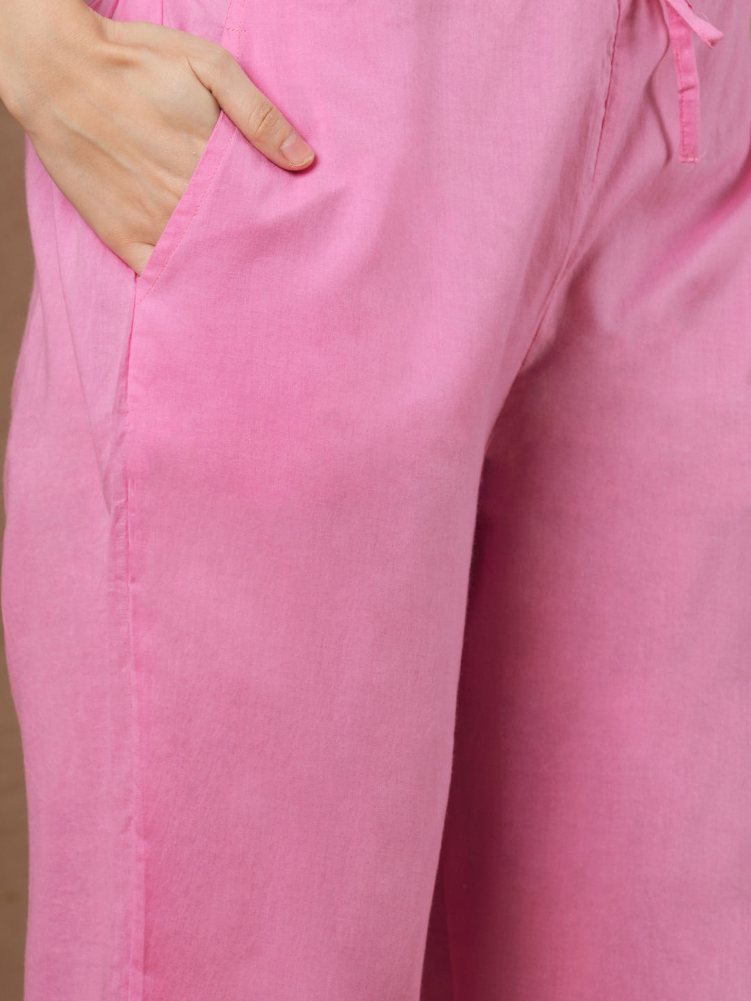 Ombre Dyed & Floral Embroidered Straight Fit Kurta with Pant & Hand Painted Dupatta - Pink