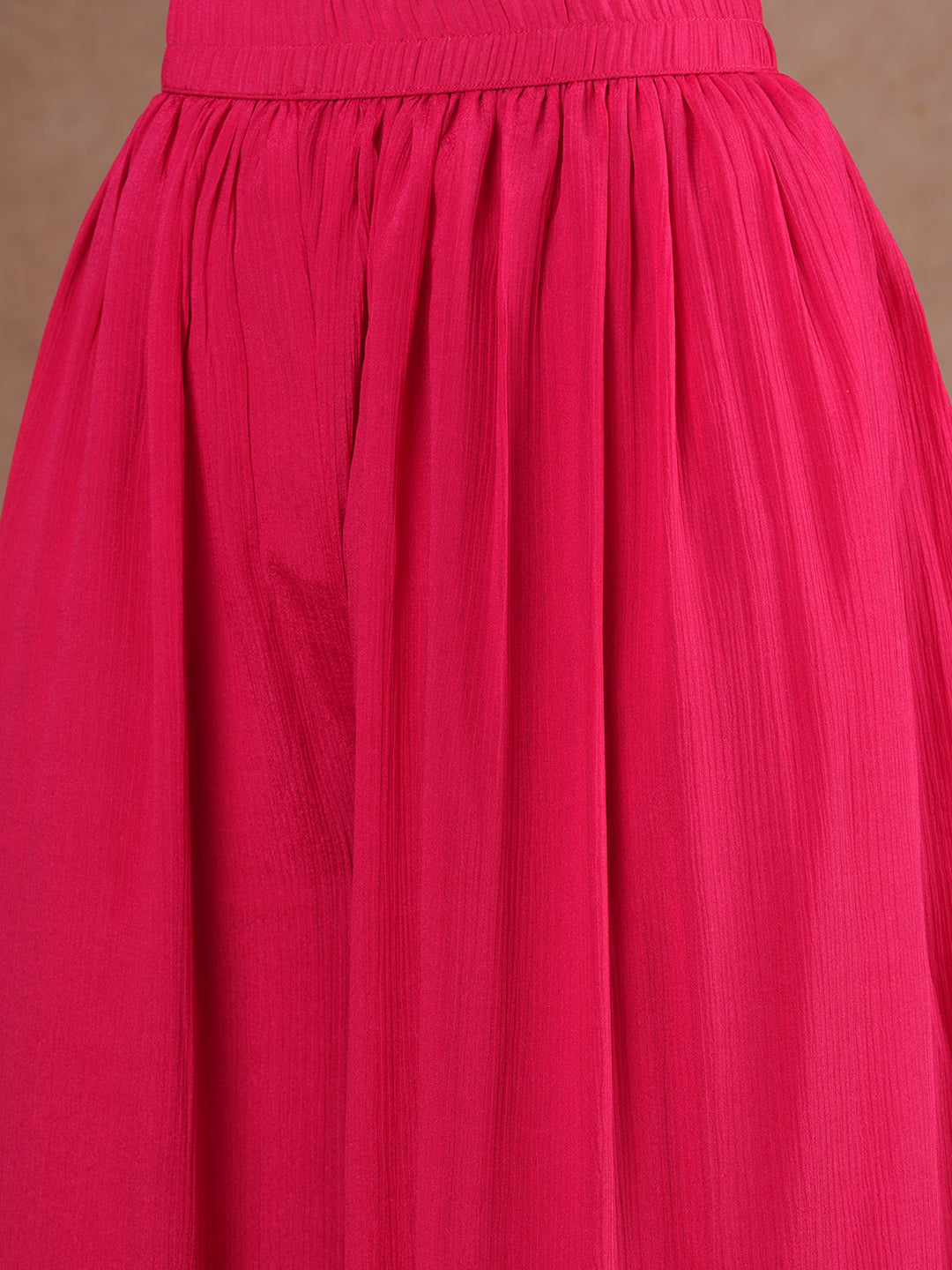 Ethnic Zari Embroidered Straight Kurta with Flared Palazzo & Leheriya Dupatta - Pink