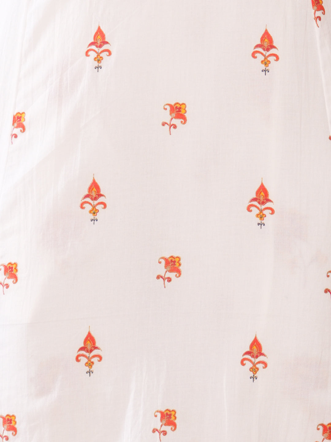 Ethnic Floral Printed A-Line Paneled Kurta with Pant & Dupatta - White