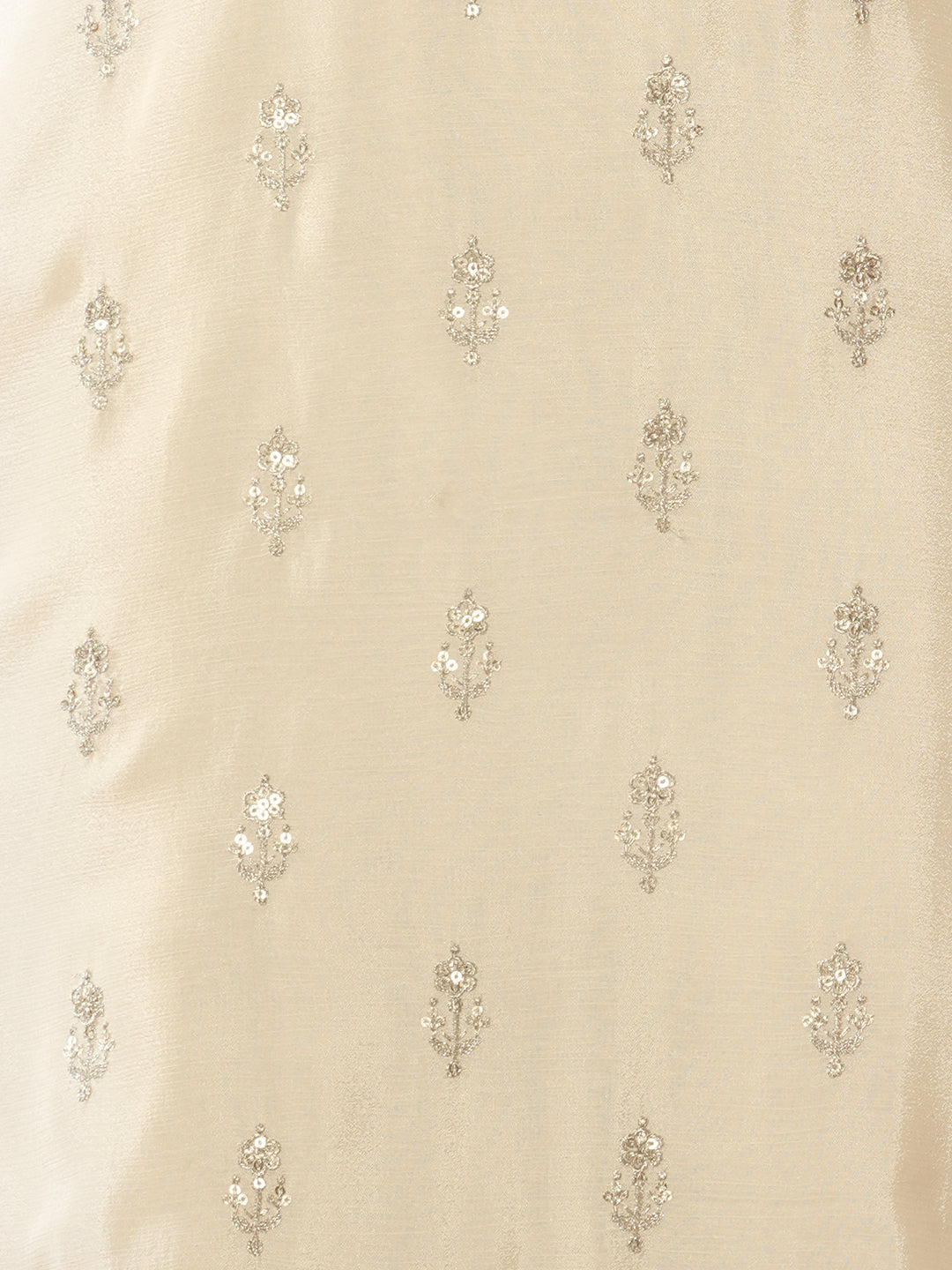 Solid Ethnic Sequin Embroidered Straight Fit Kurta with Palazzo & Dupatta - Cream