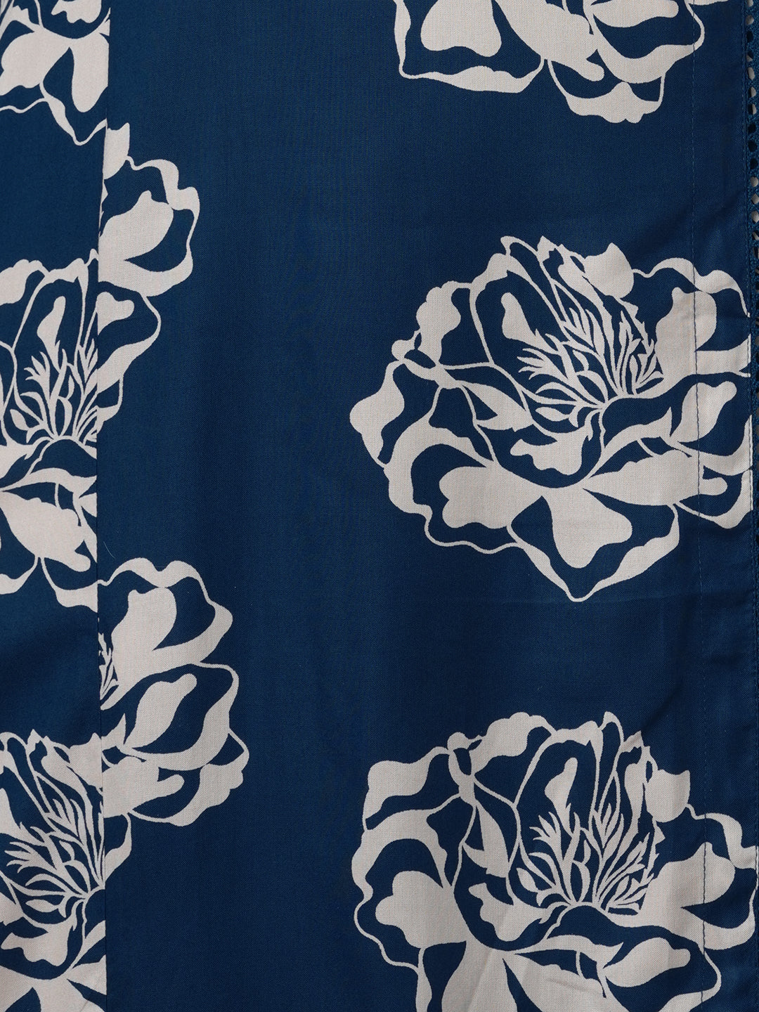 Ethnic Floral Printed & Embroidered Straight Fit Kurta - Blue