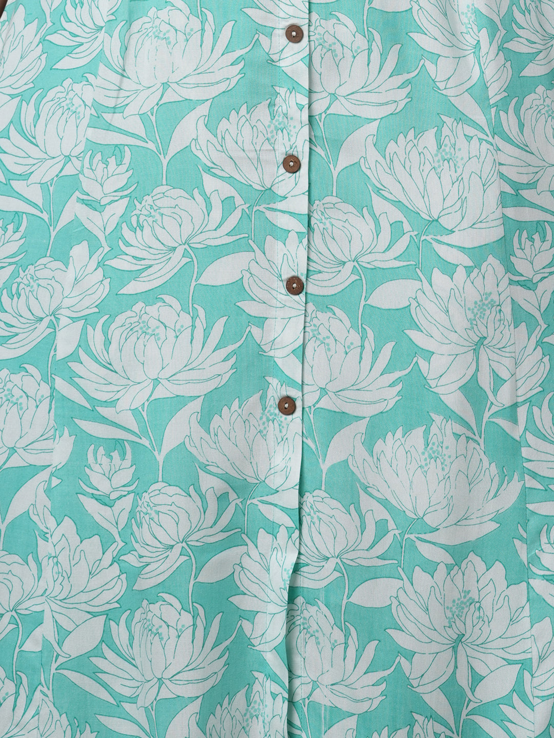 Abstract Floral Printed A-Line Paneled Co-ord Set - Mint Green