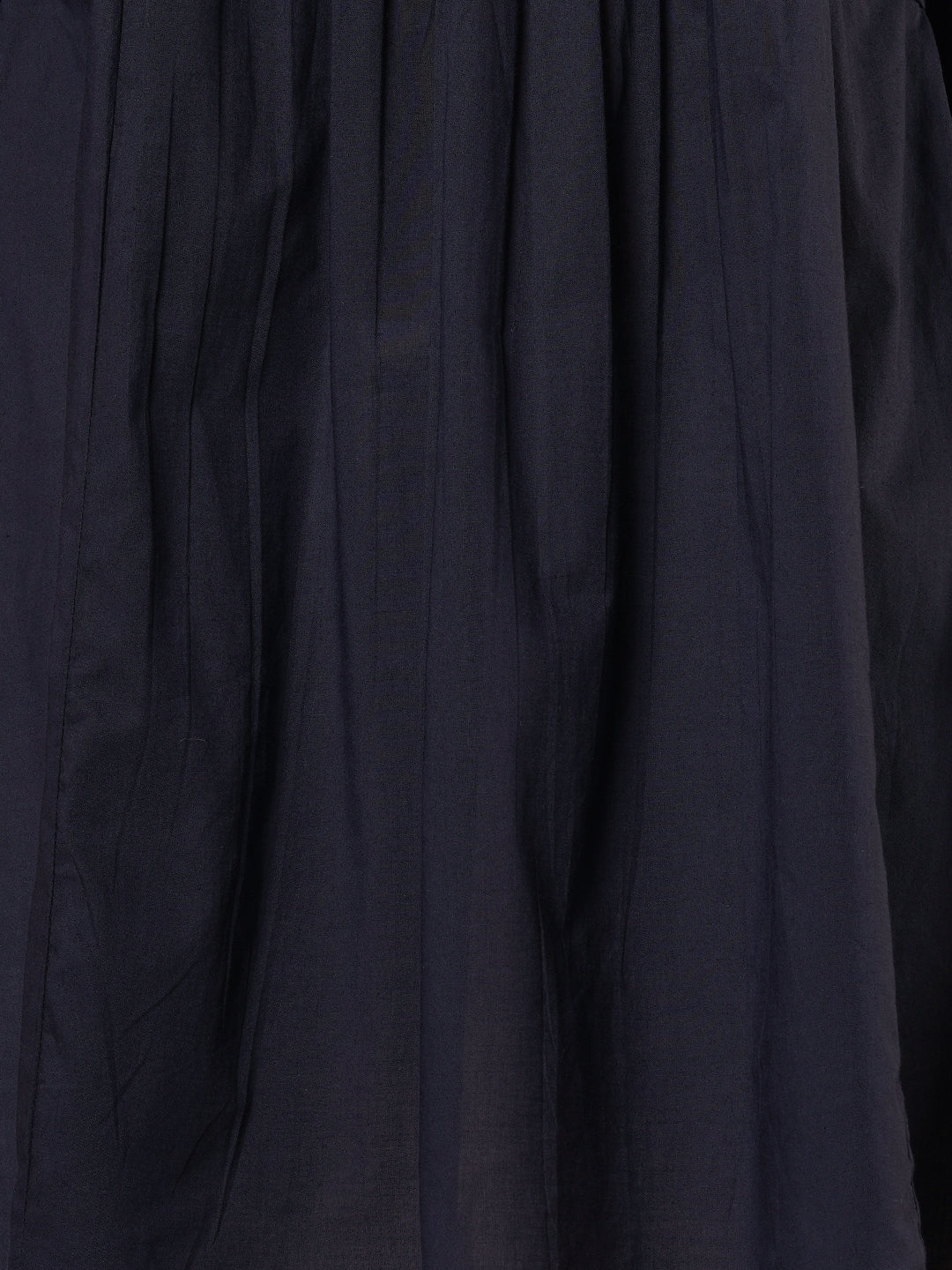 Solid Ethnic Embroidered A-Line Pleated Shirt Kurti - Blue