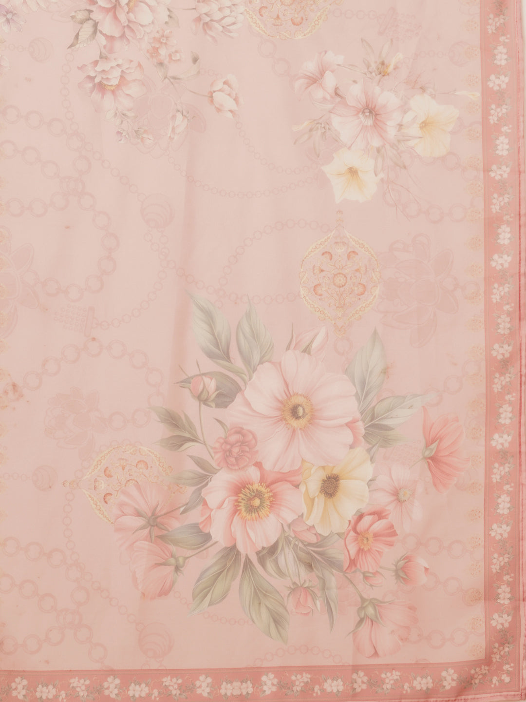 Floral Printed & Embroidered Straight Kurta with Pant & Dupatta - Pink