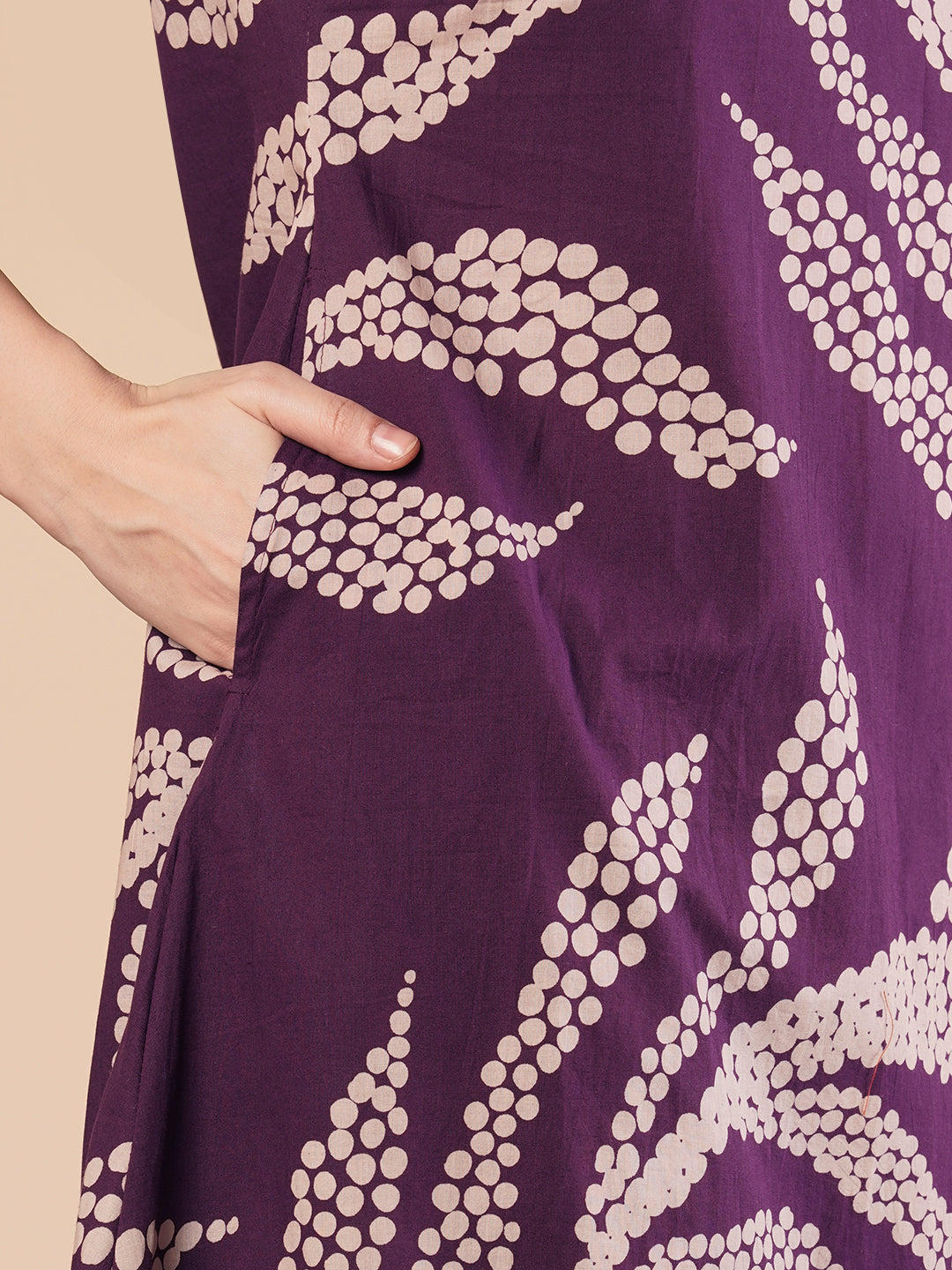 Abstract Floral Printed A-Line Paneled Co-ord Set -Purple