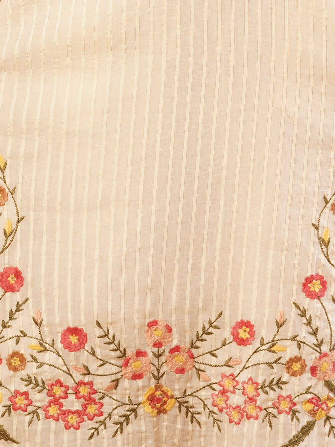 Solid Floral Embroidered Straight Fit Kurta with Palazzo & Dupatta - Off White