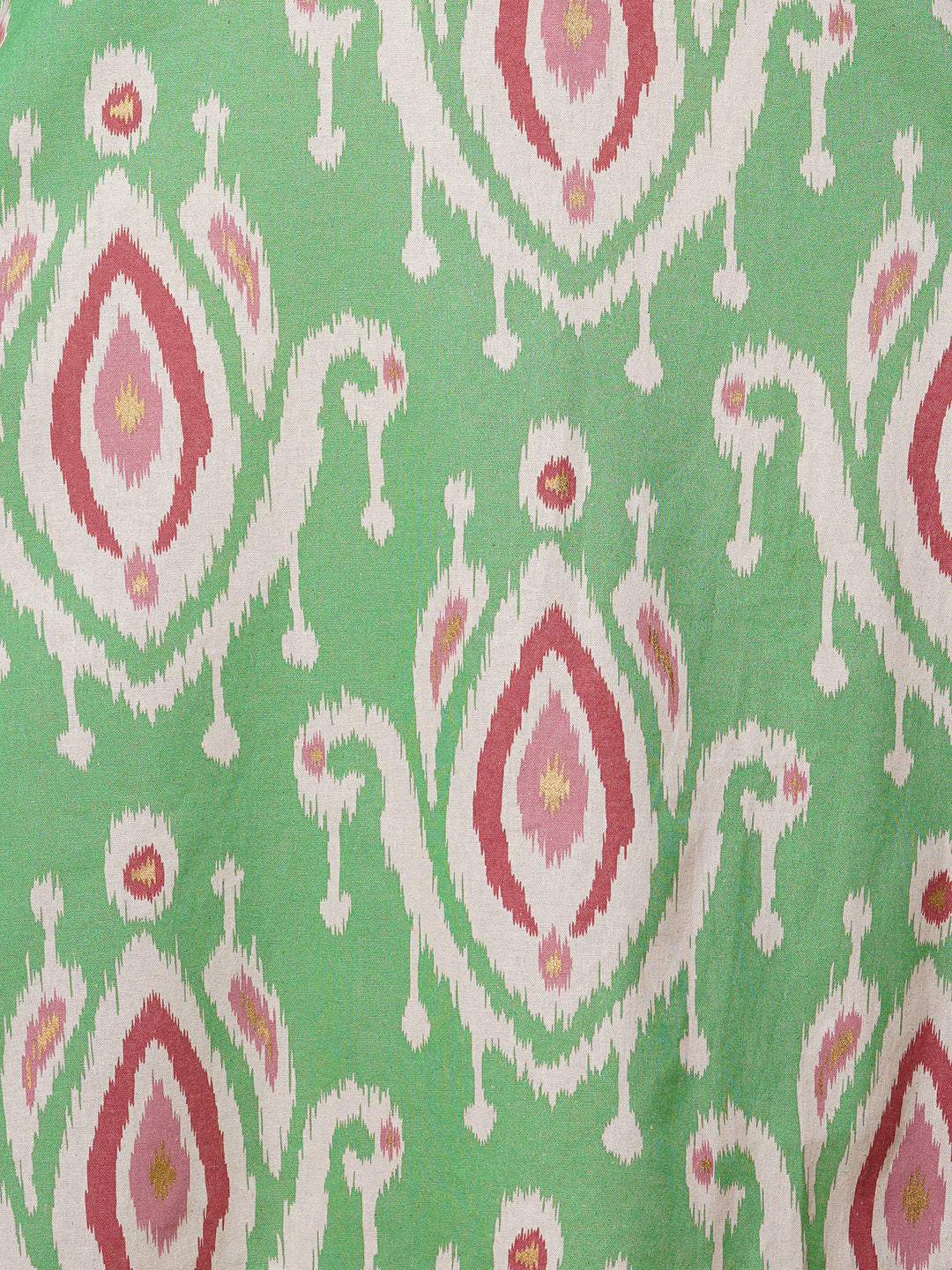 Ethnic Ikat Foil Printed Straight Fit Kurta - Green
