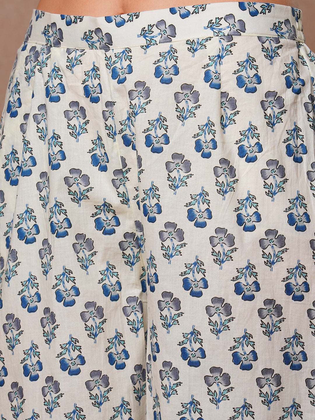 Ethnic Stripes Printed Straight Fit Co-ord Set - Off White