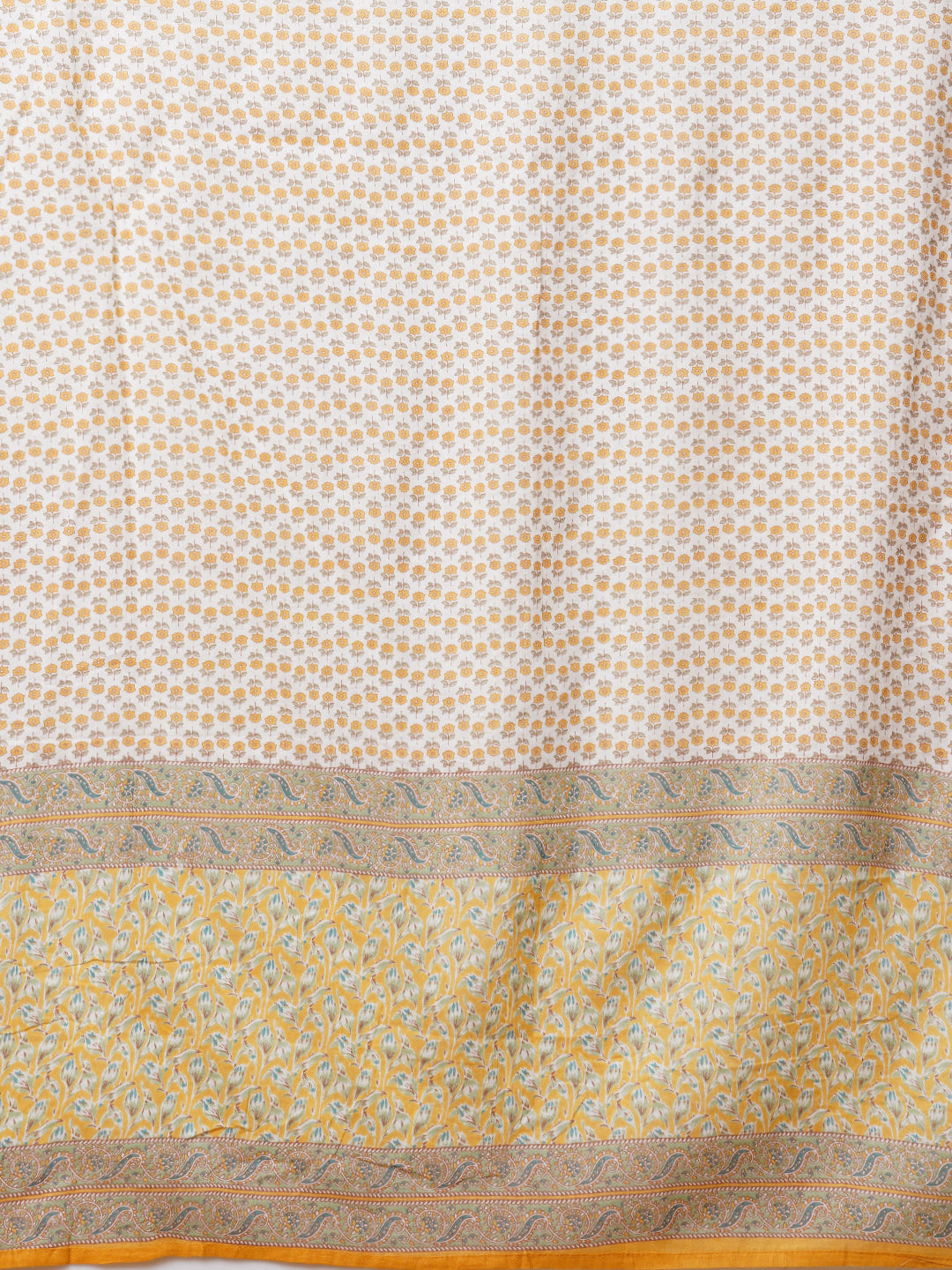 Floral Printed & Embroidered Straight Kurta with Pant & Dupatta - Yellow