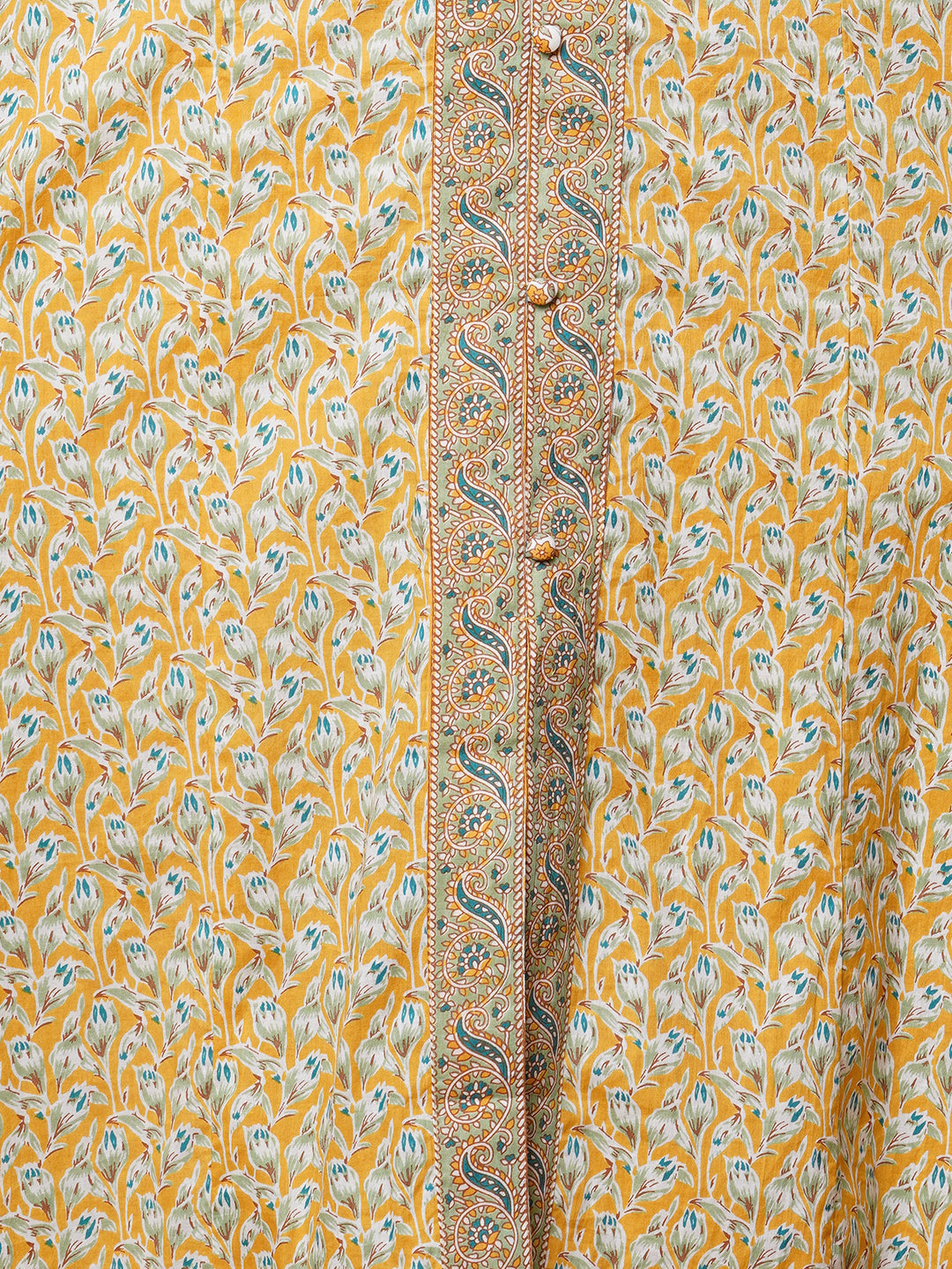 Floral Printed & Embroidered Straight Kurta with Pant & Dupatta - Yellow