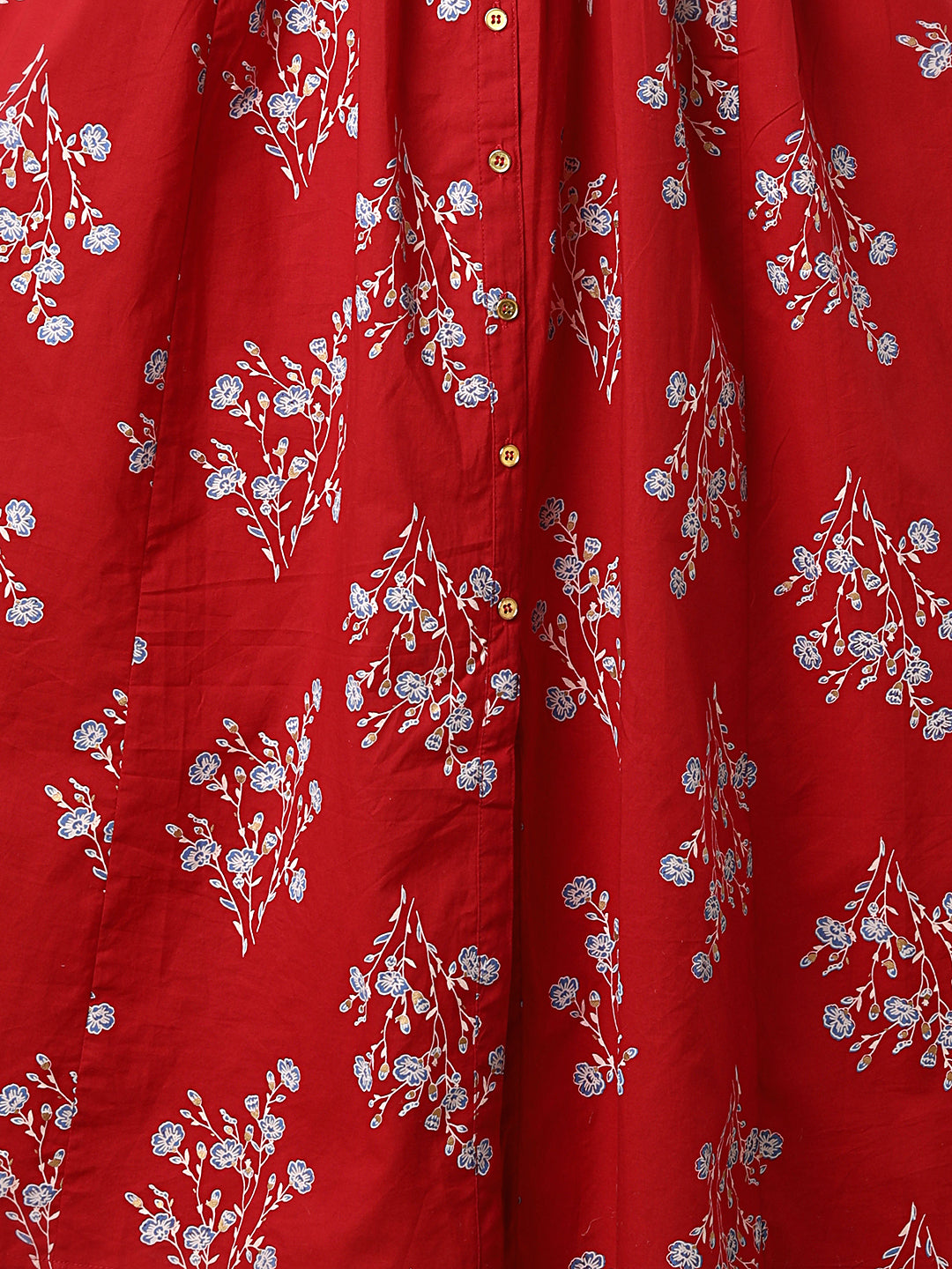 Floral Foil Printed A-Line Tiered Flared Maxi Dress - Red