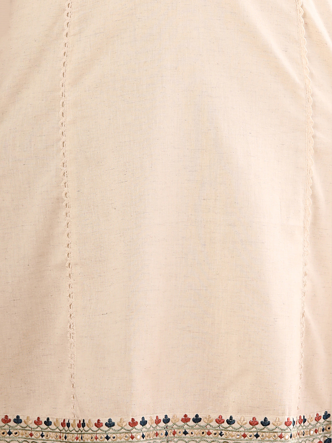 Solid Ethnic Resham Embroidered A-Line Paneled Co-ord Set - Off White