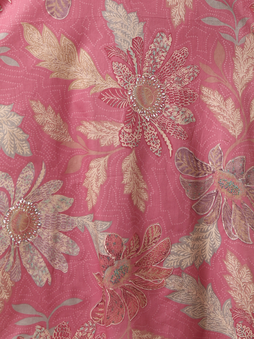 Ethnic Floral Printed Straight Fit Kurta - Pink