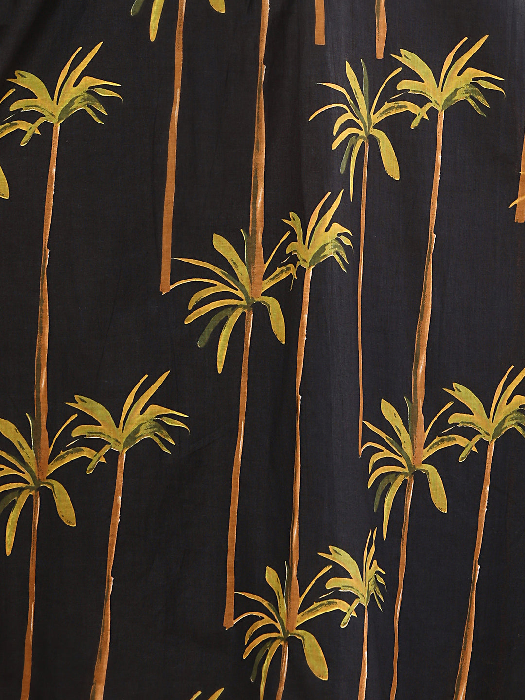 Abstract Coconut Tree Printed A-Line Paneled Co-ord Set - Black
