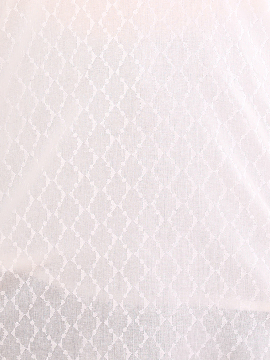 Solid Floral Embroidered Straight Fit Kurti - White