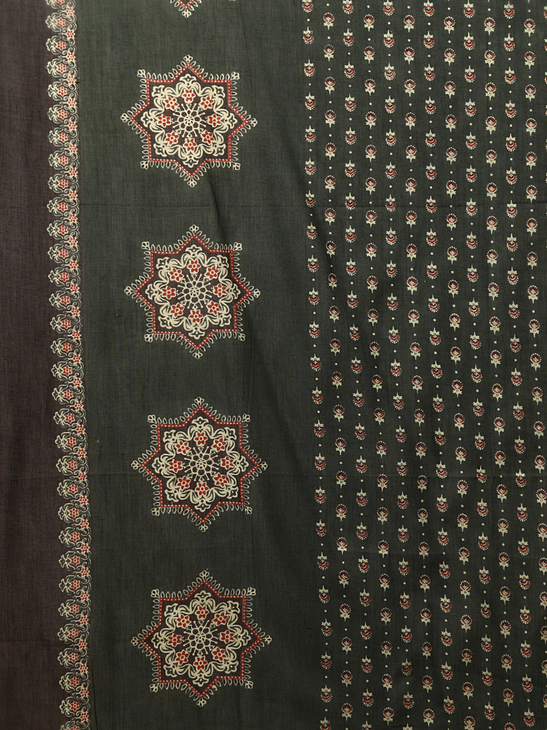 Ethnic Floral Printed & Embroidered Anarkali Flared Kurta with Pant & Dupatta - Green