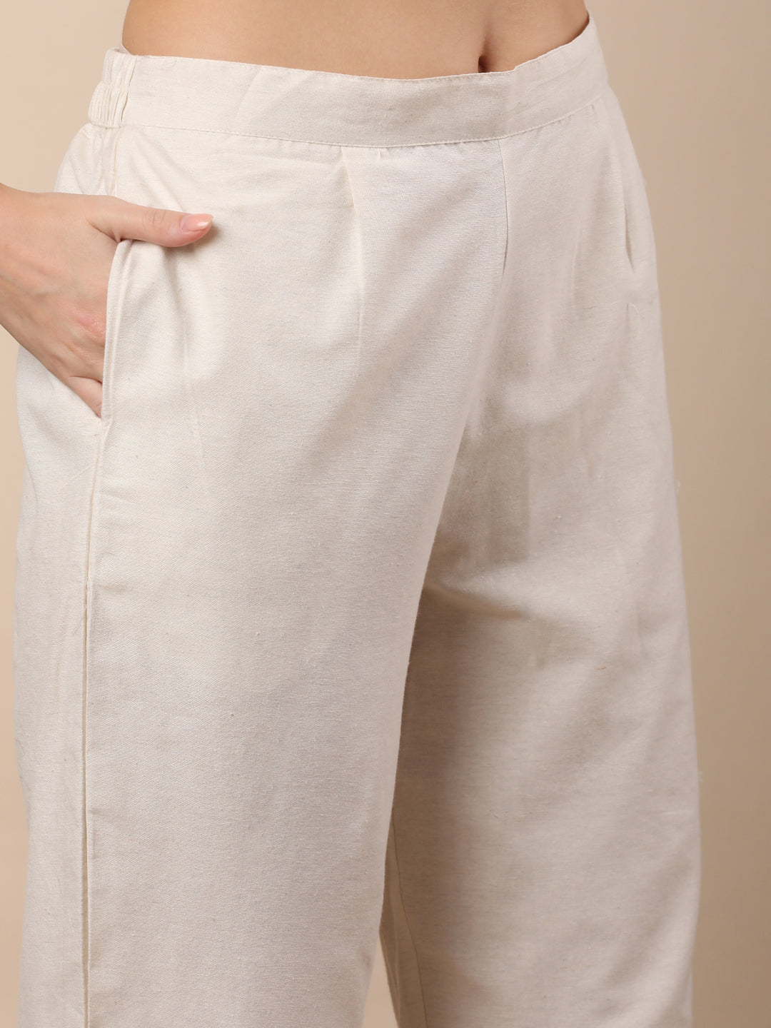 Solid Stripes Woven Straight Fit Kurta with Pant & Dupatta - Pink