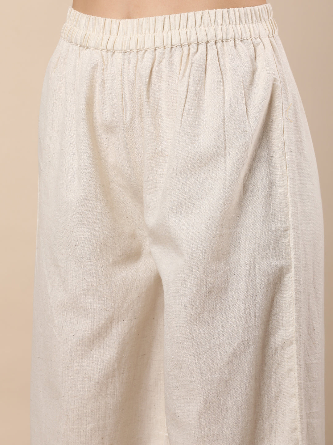 Solid Parrot Threadwork Embroidered A-Line Co-ord Set - Off White