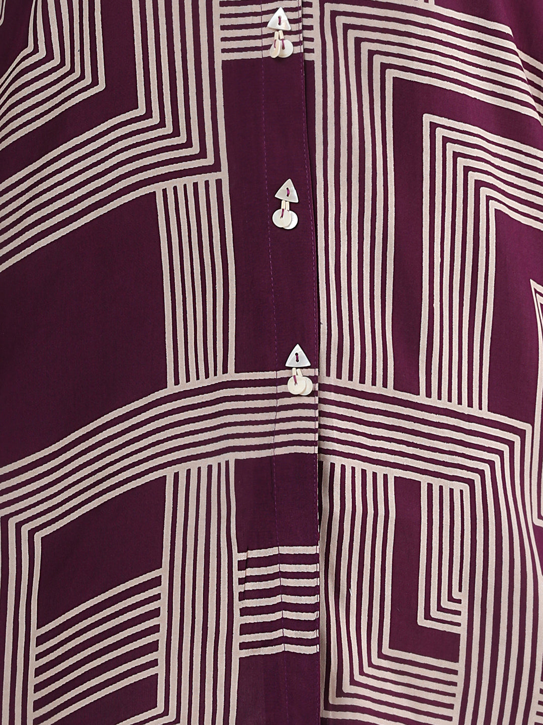 Abstract Geometric Printed Straight Fit Shirt - Purple