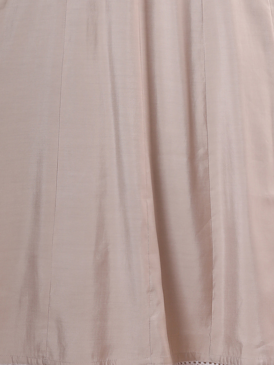 Solid Ethnic Anarkali Flared Kurta with Palazzo and Printed Dupatta - Taupe