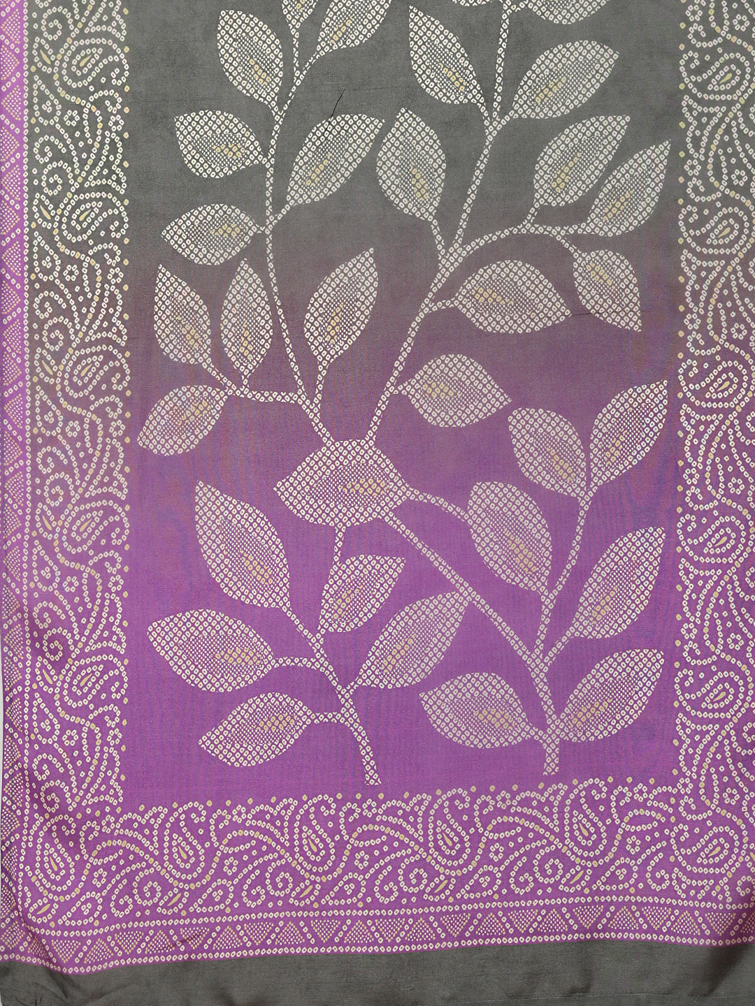 Ethnic Bandhani Printed & Gota Patti Work Straight Kurta with Pant & Dupatta - Purple