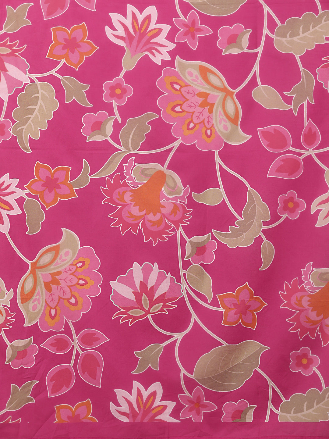 Abstract Floral Printed & Embroidered Straight Kurta with Pant & Dupatta - Pink