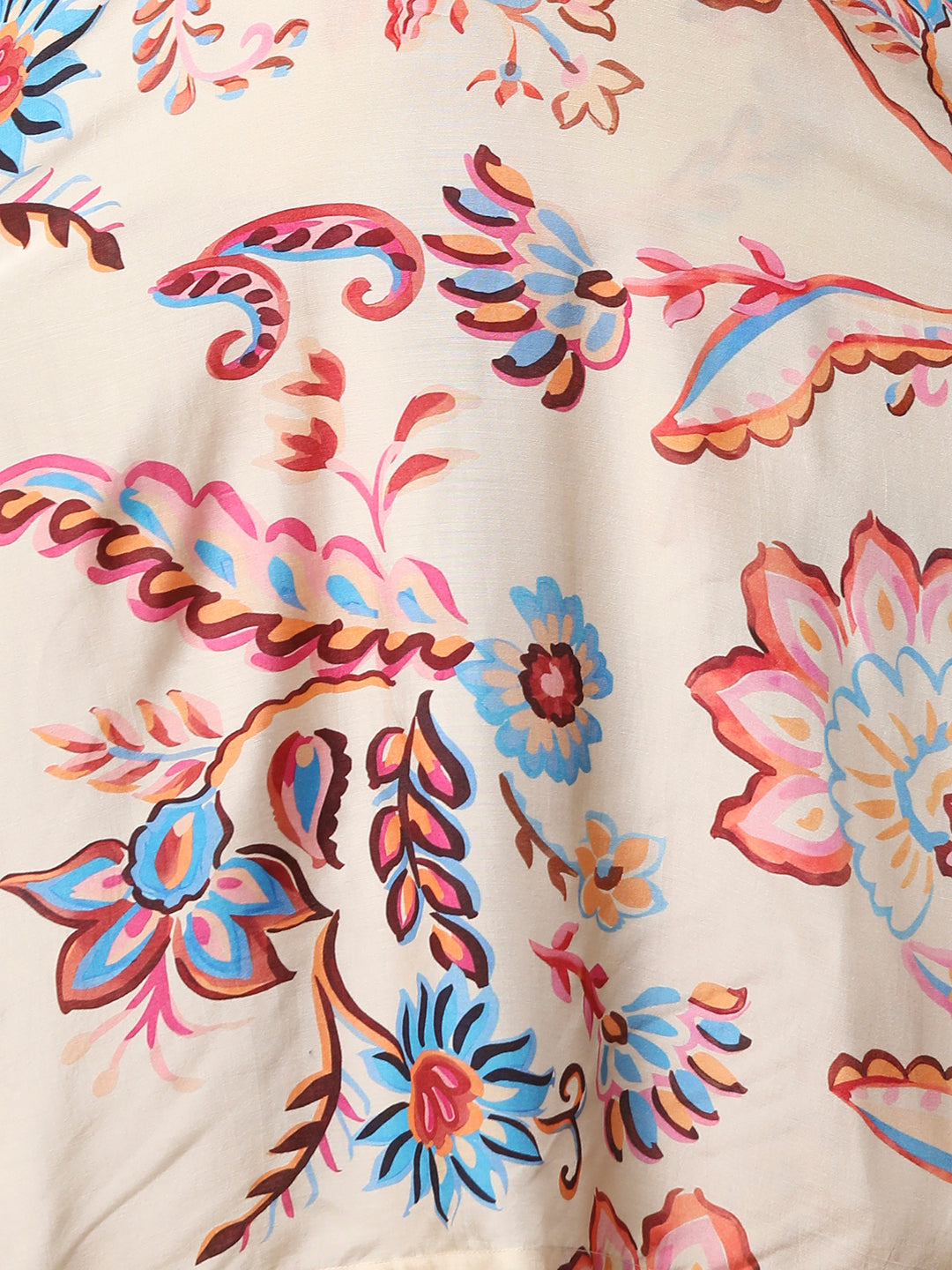 Abstract Floral Printed Straight Fit Co-ord Set - Off White