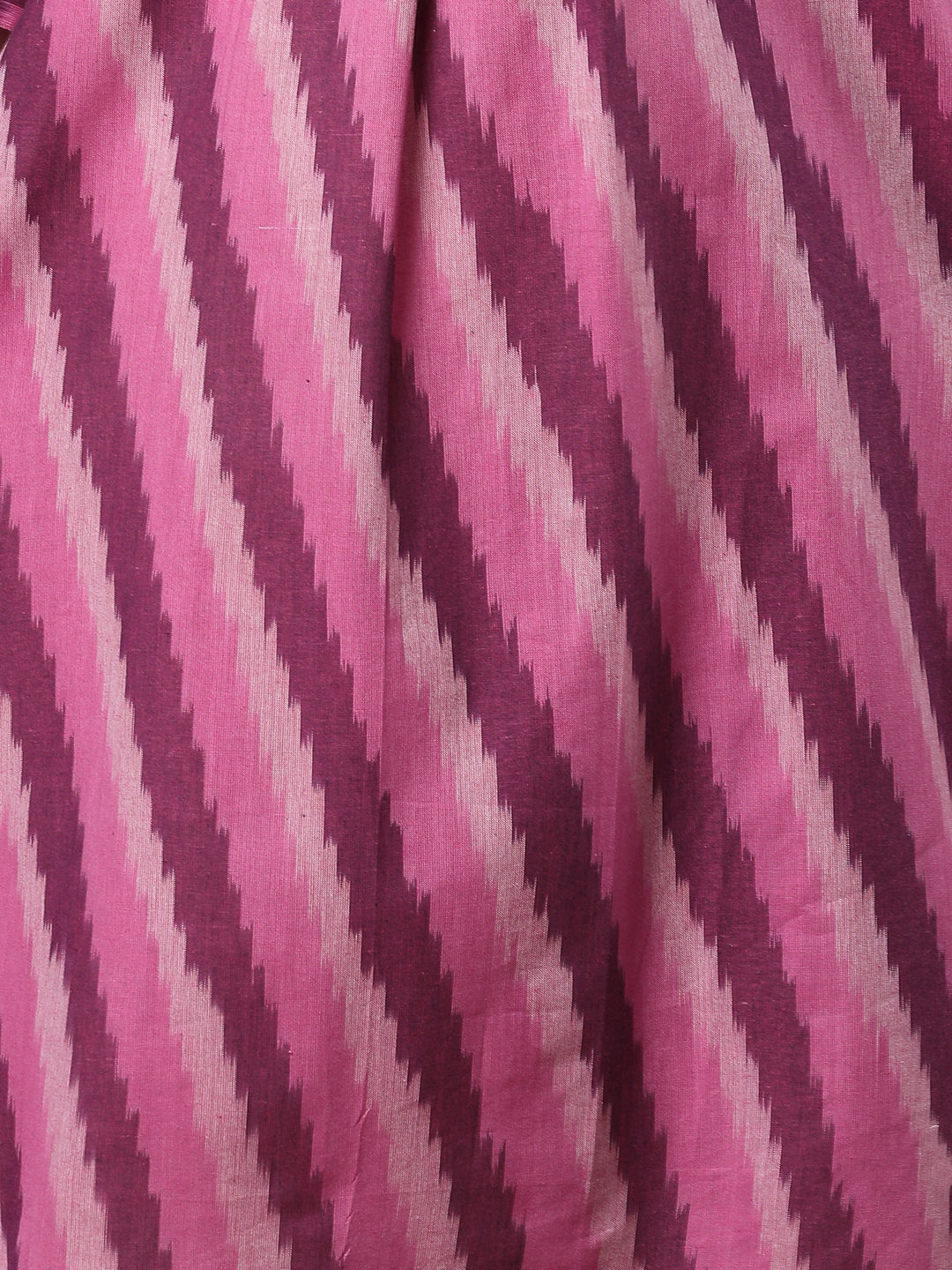 Ikat Striped A-line Flared Cotton Flax Midi Dress - Pink