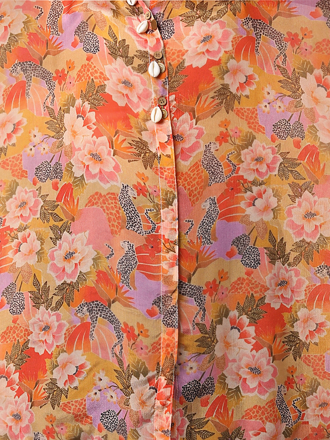 Wild Botanica Printed Kaftan Chinnon Chiffon Top - Orange