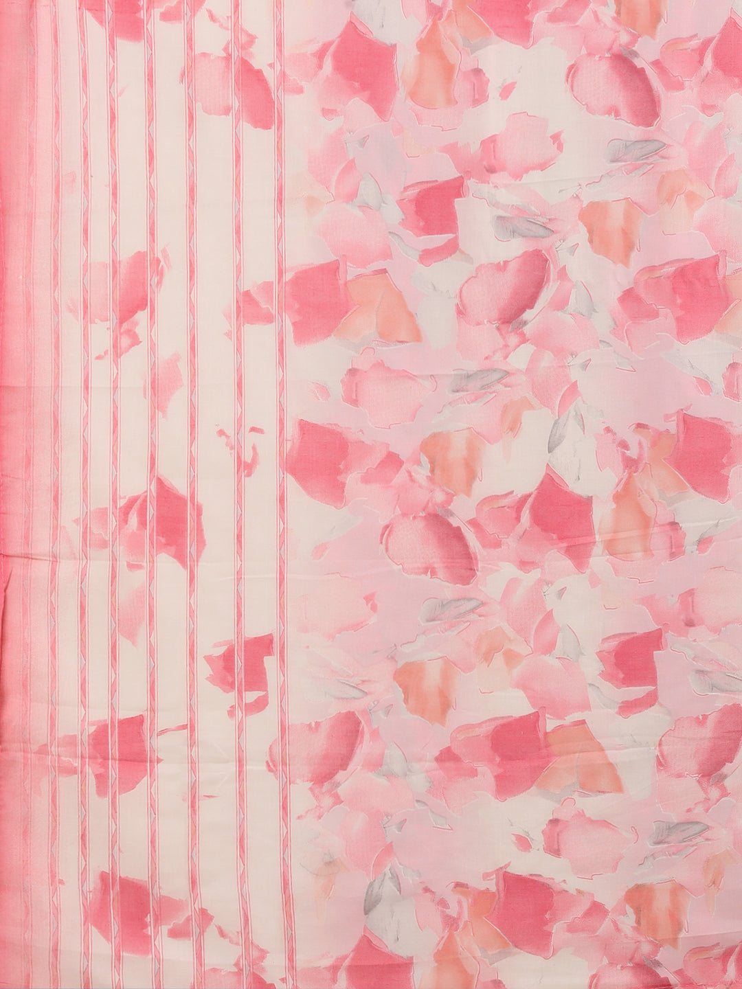 Abstract Printed & Mirror Embroidered Straight Kurta with Palazzo & Dupatta - Pink