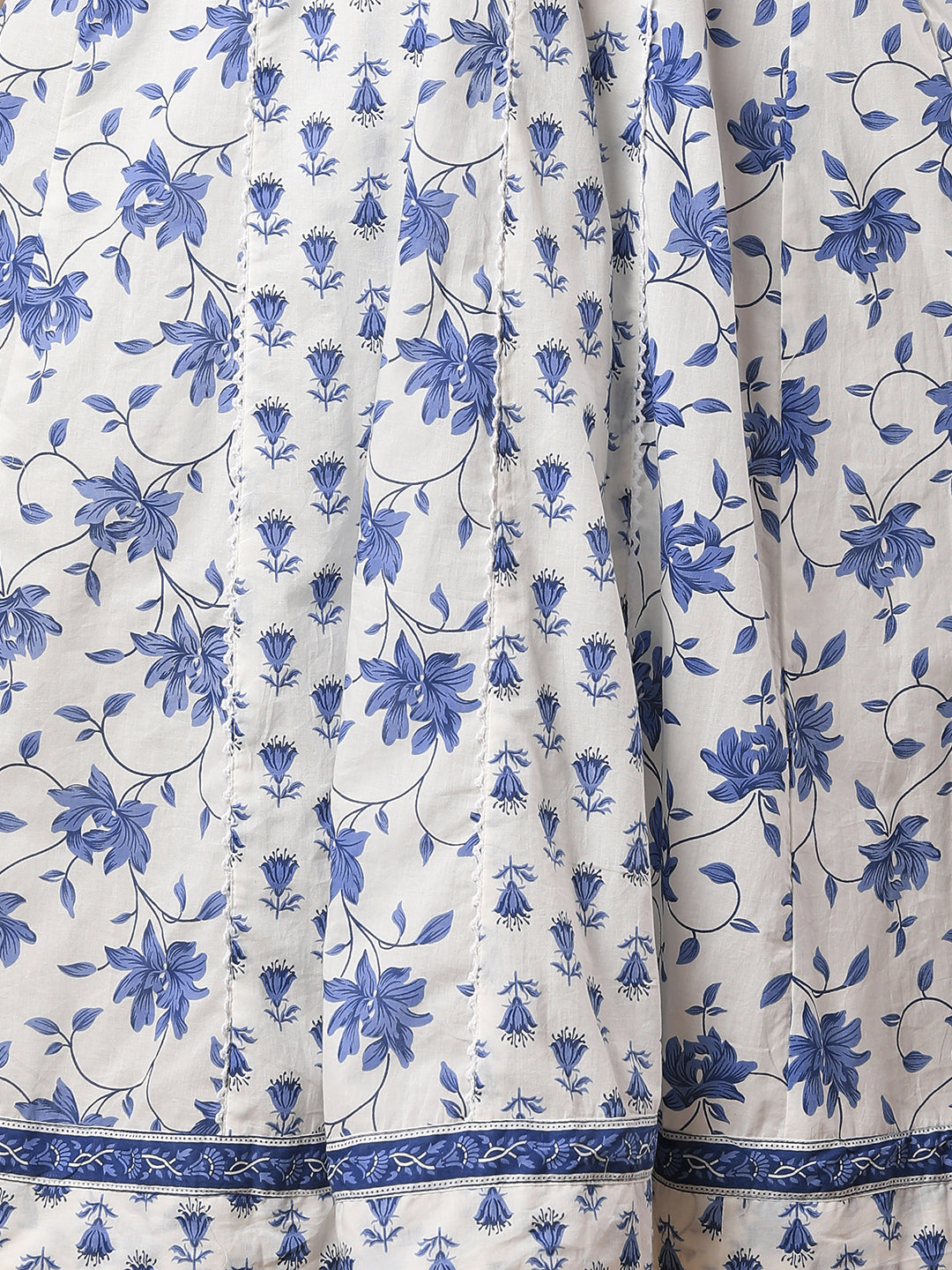 Ethnic Printed & Hand Embroidered Anarkali Flared Kurta with Pant & Dupatta - Off White