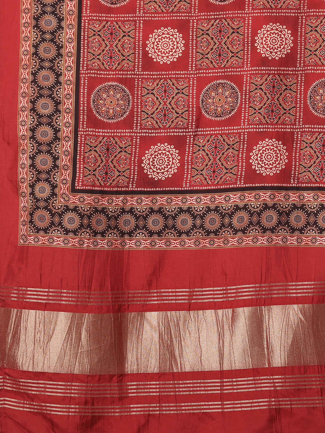 Ethnic Floral Embroidered Straight Cut Kurta with Pant and Printed Dupatta - Black