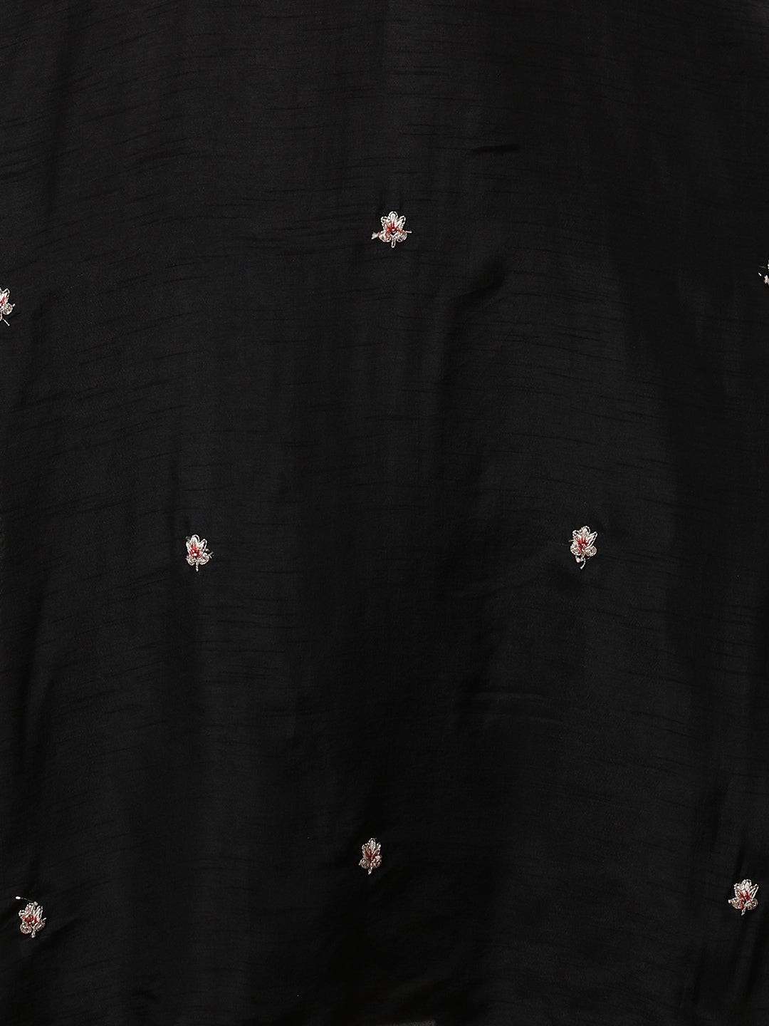 Ethnic Floral Embroidered Straight Cut Kurta with Pant and Printed Dupatta - Black