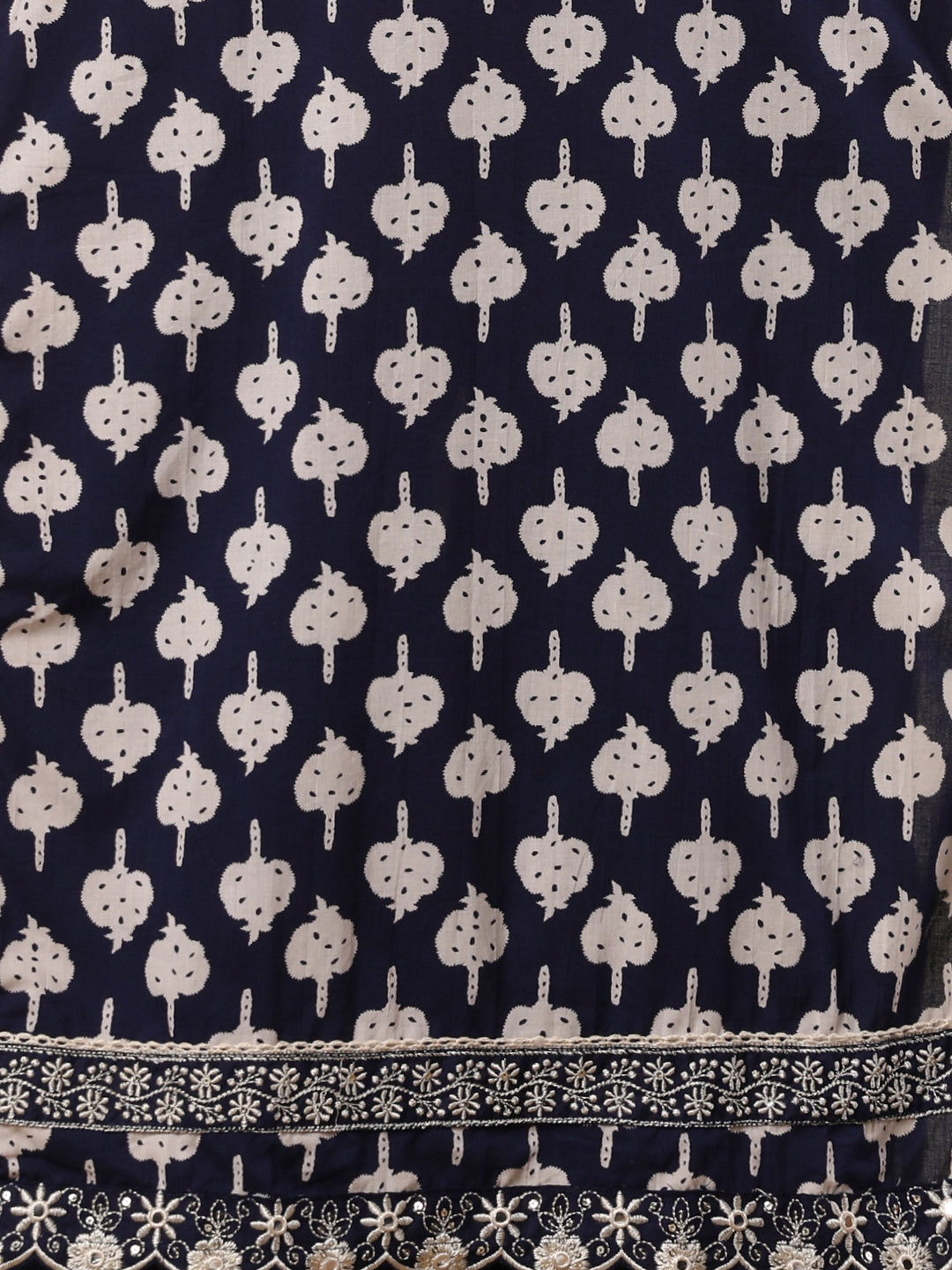 Ethnic Printed & Embroidered Straight Cut Kurta with Palazzo & Dupatta - Black